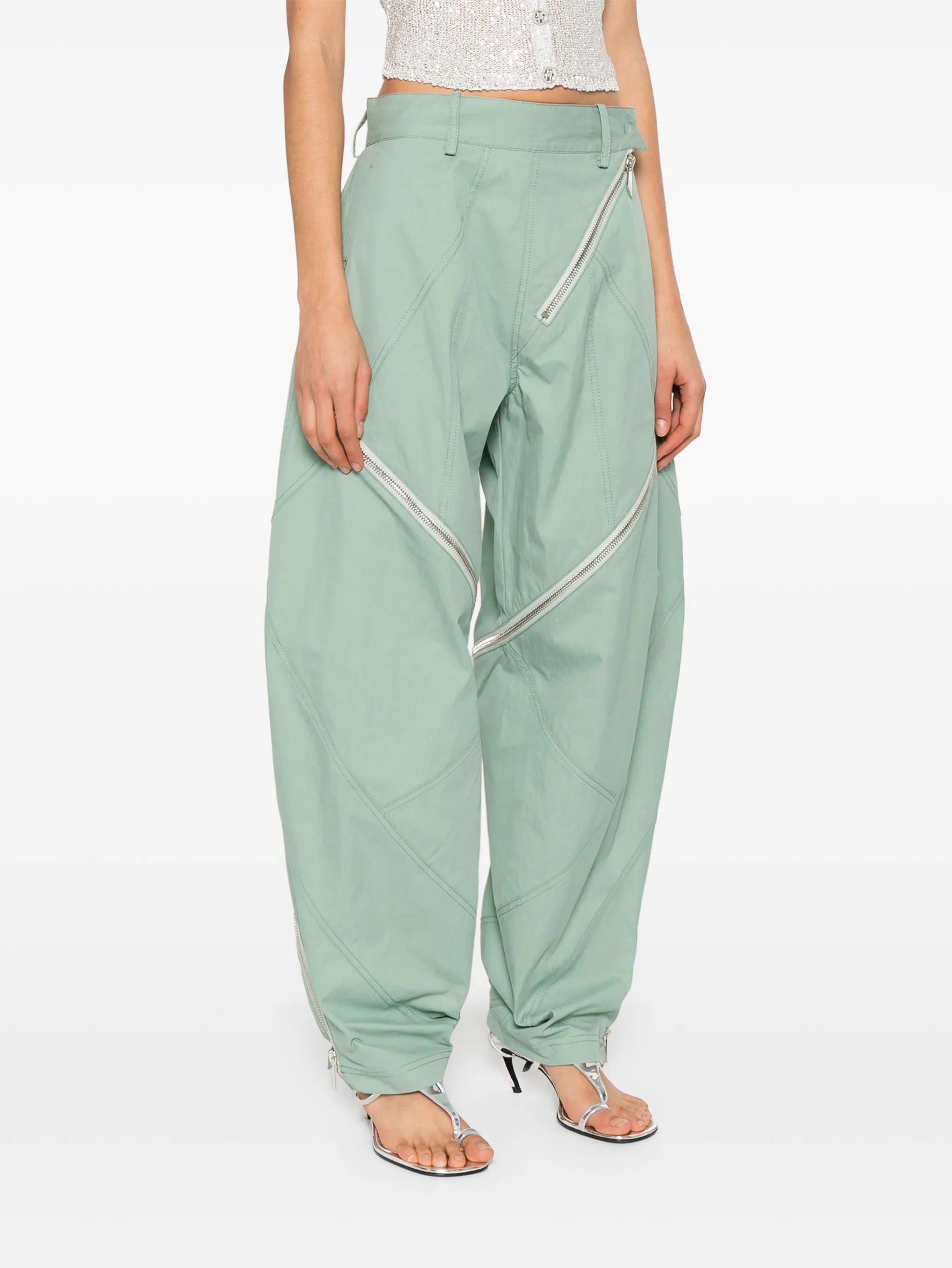 zip-detail trousers