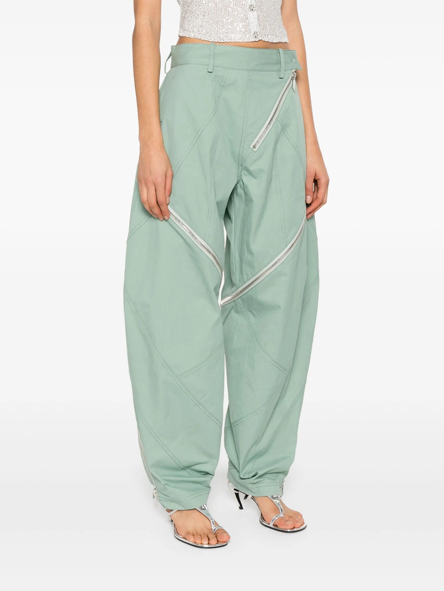 zip-detail trousers