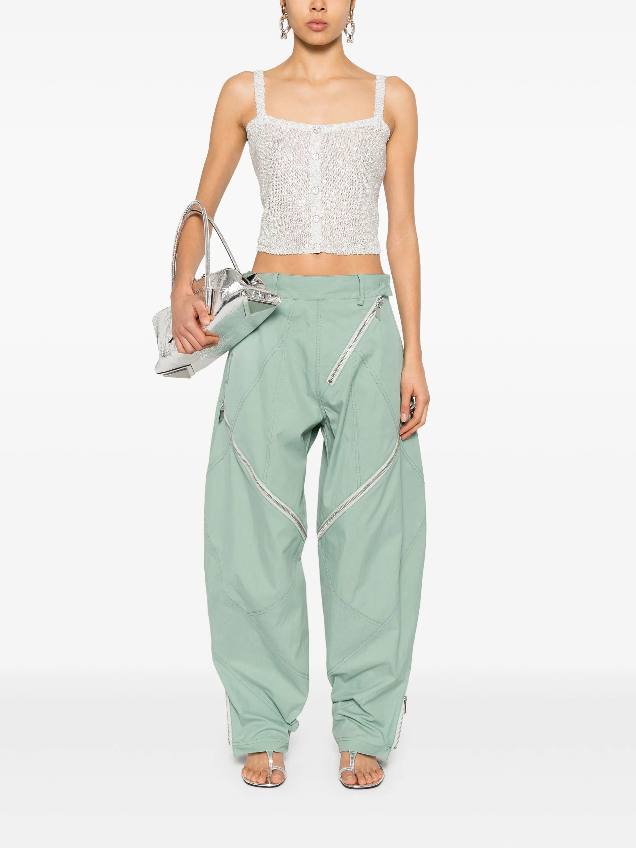 zip-detail trousers