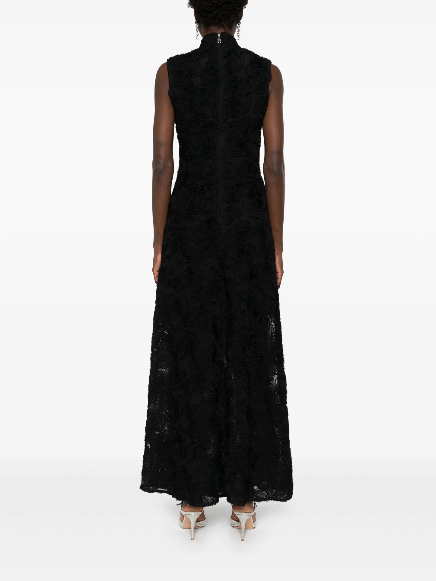 flower-mesh maxi dress