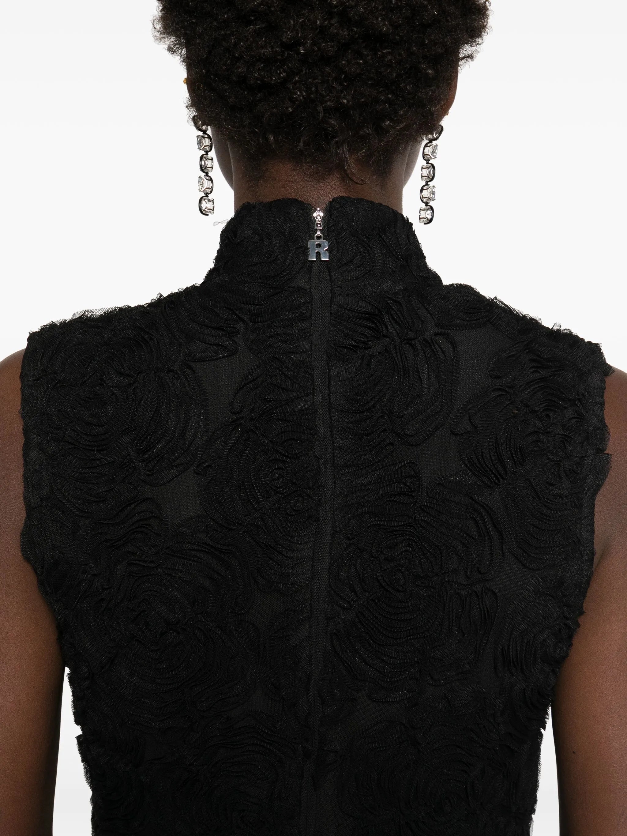 flower-mesh maxi dress