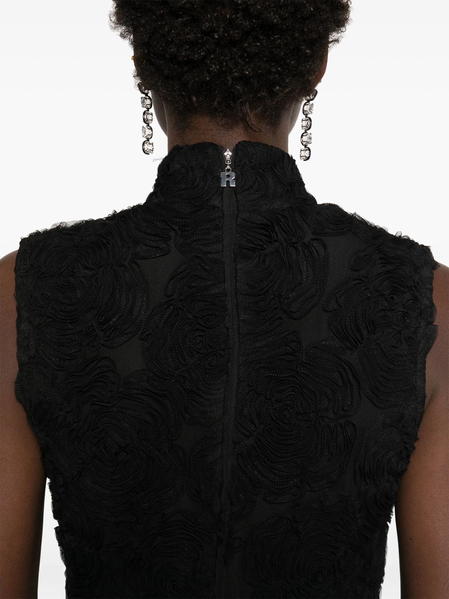 flower-mesh maxi dress