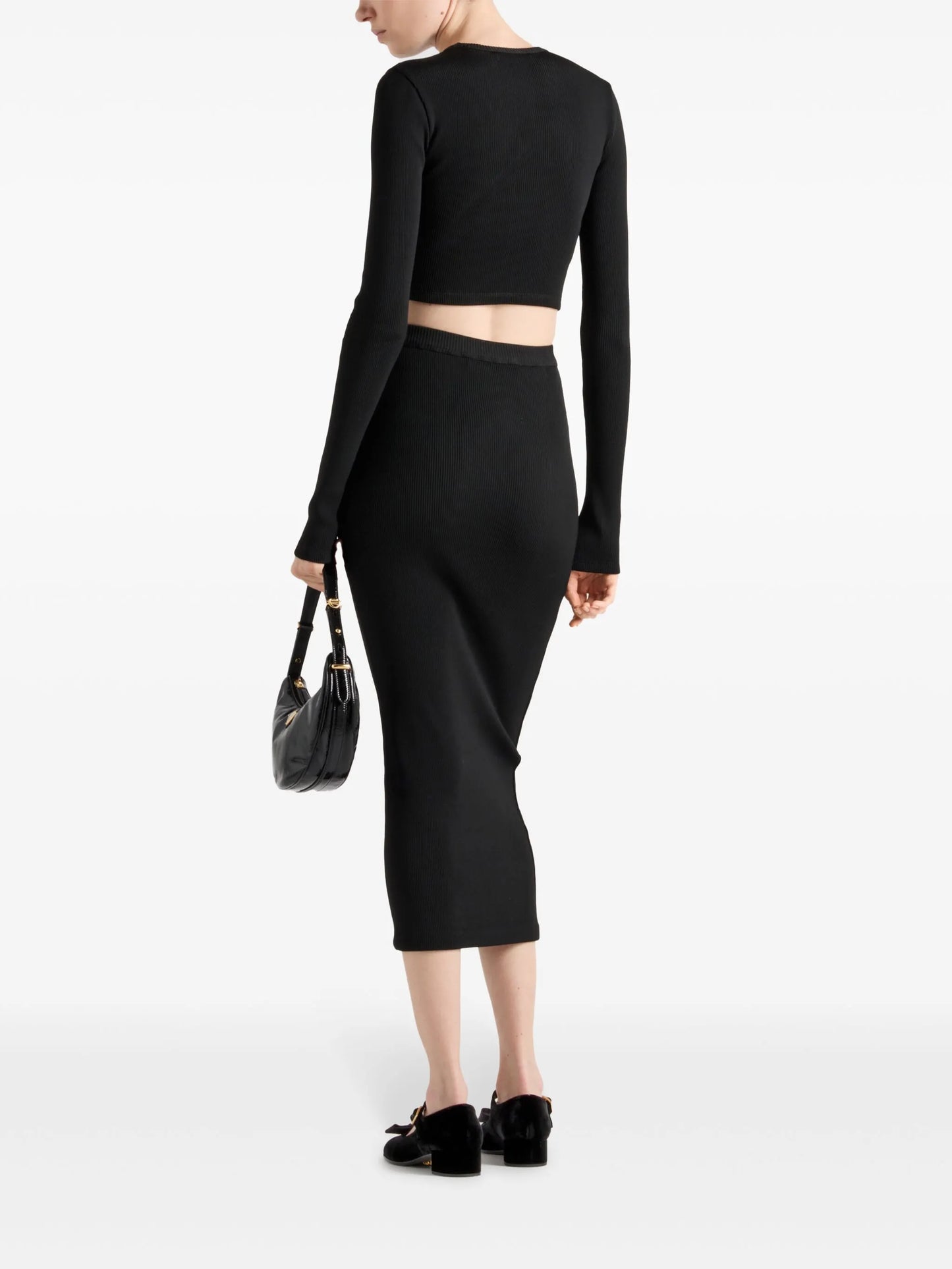 ribbed jersey midi skirt