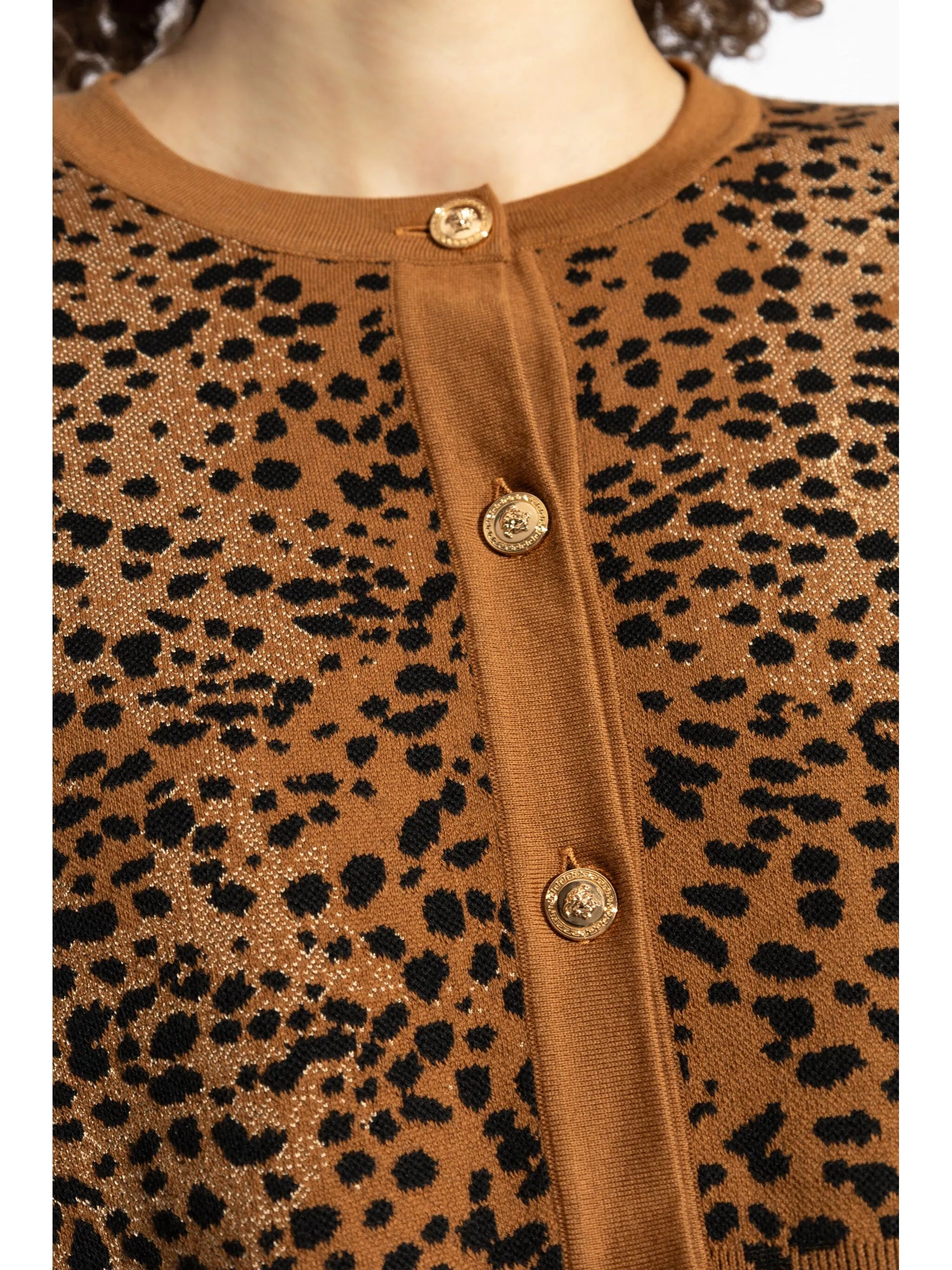 leopard-print cropped cardigan