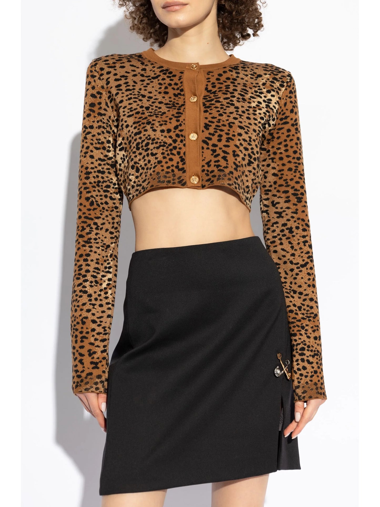 leopard-print cropped cardigan