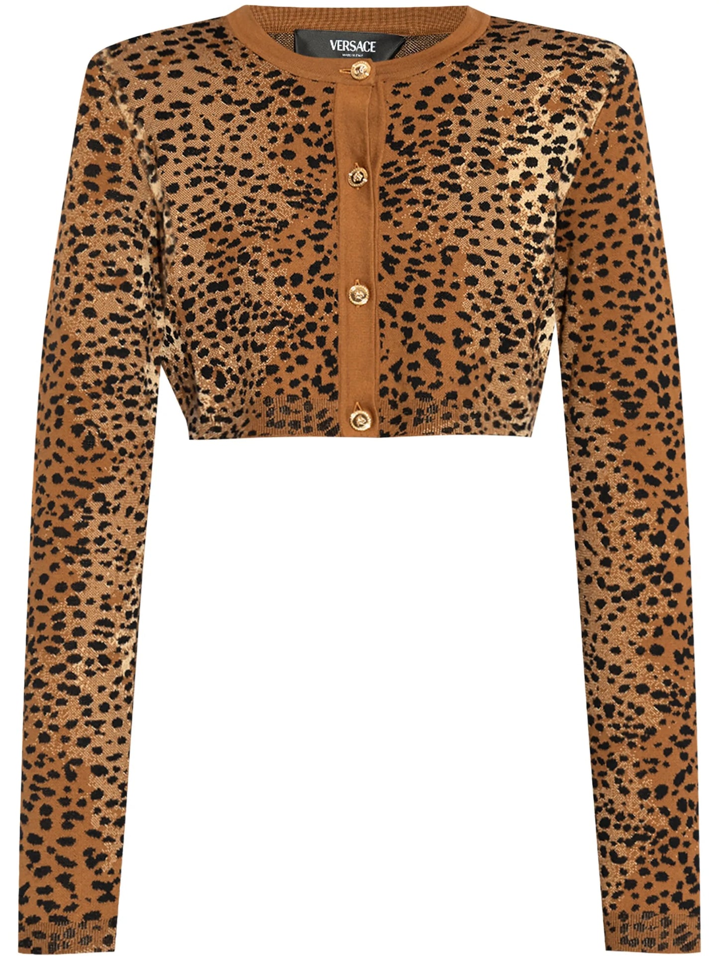 leopard-print cropped cardigan