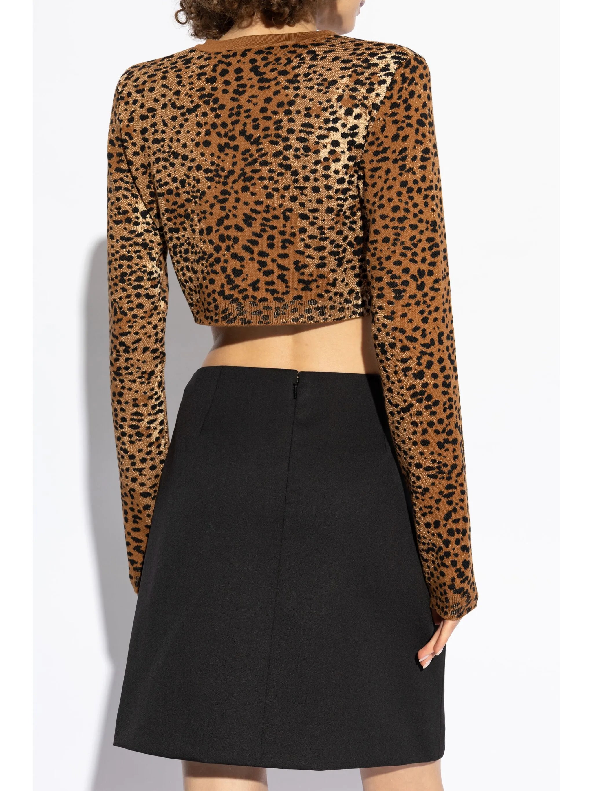 leopard-print cropped cardigan