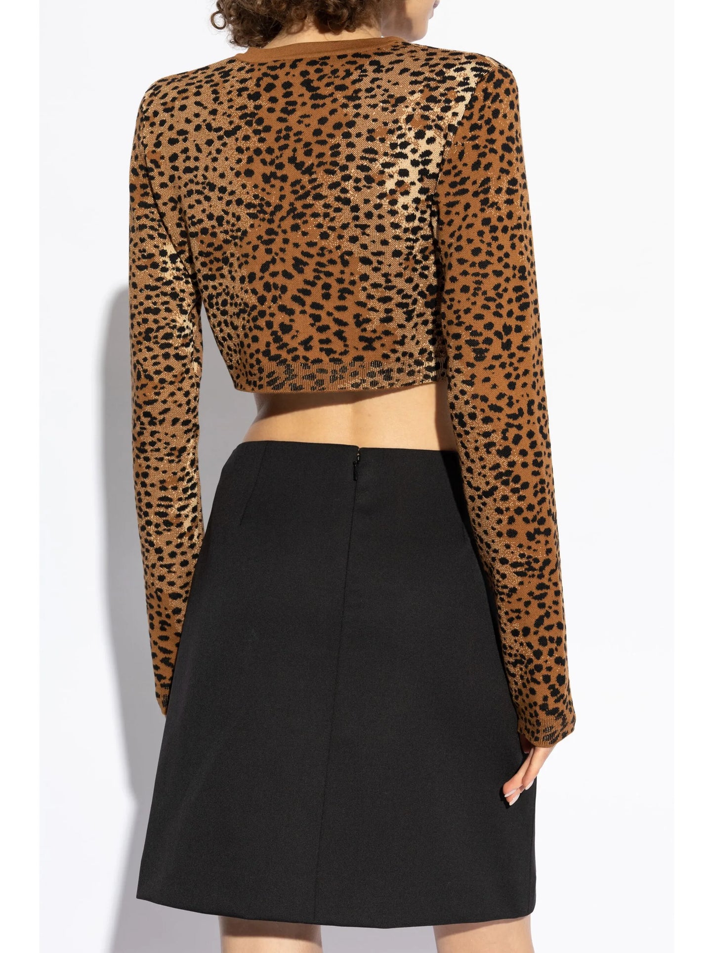 leopard-print cropped cardigan