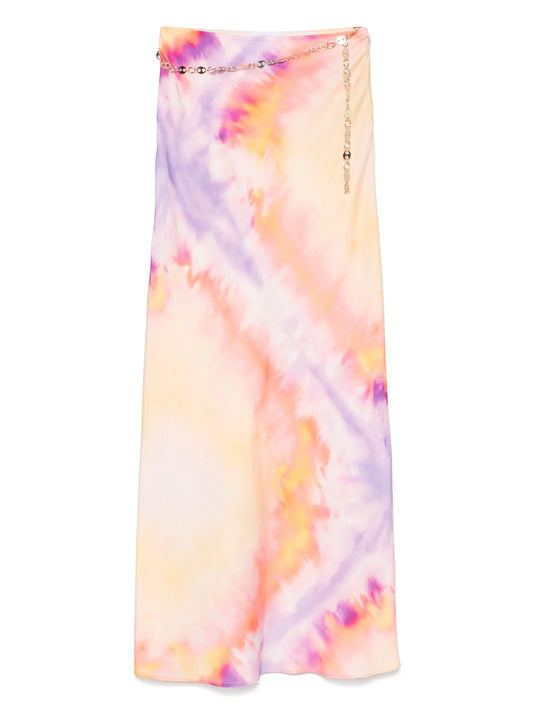 tie-dye print maxi skirt