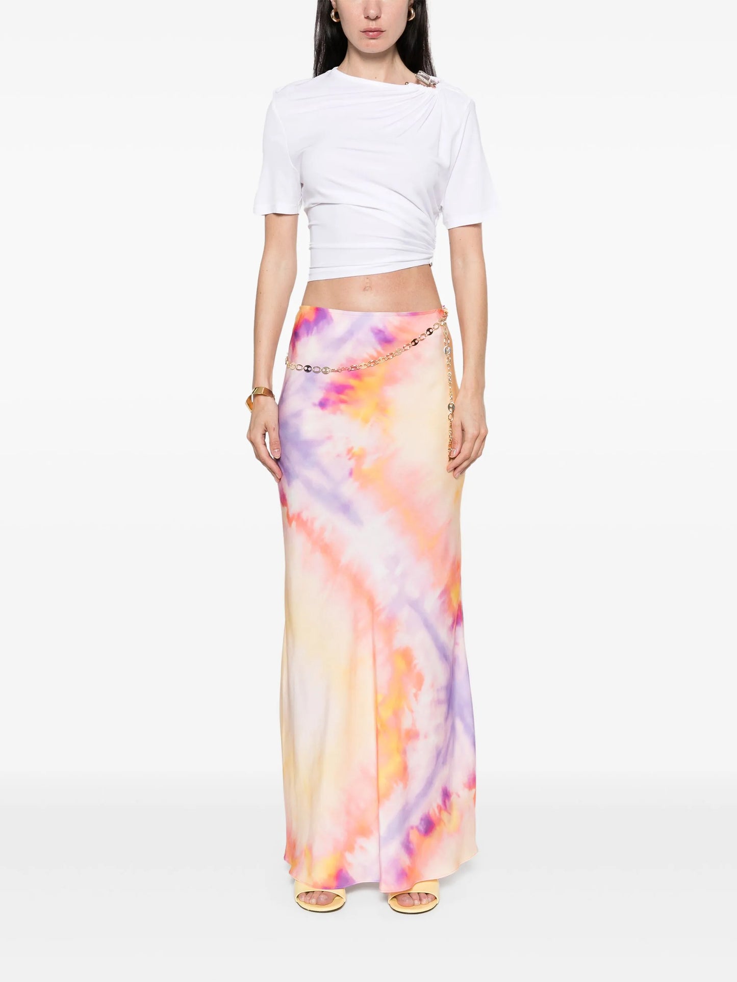tie-dye print maxi skirt