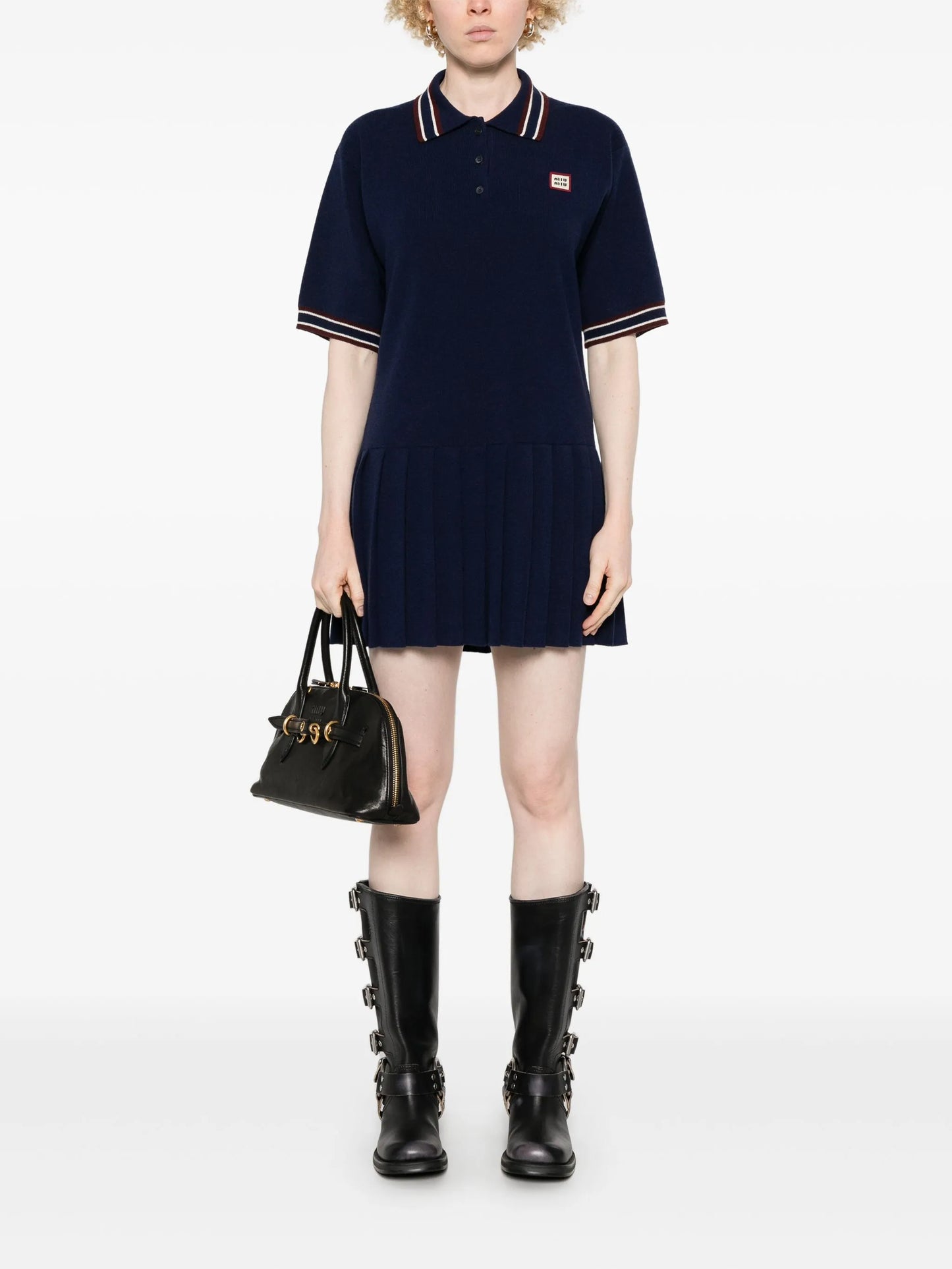 logo-patch mini dress