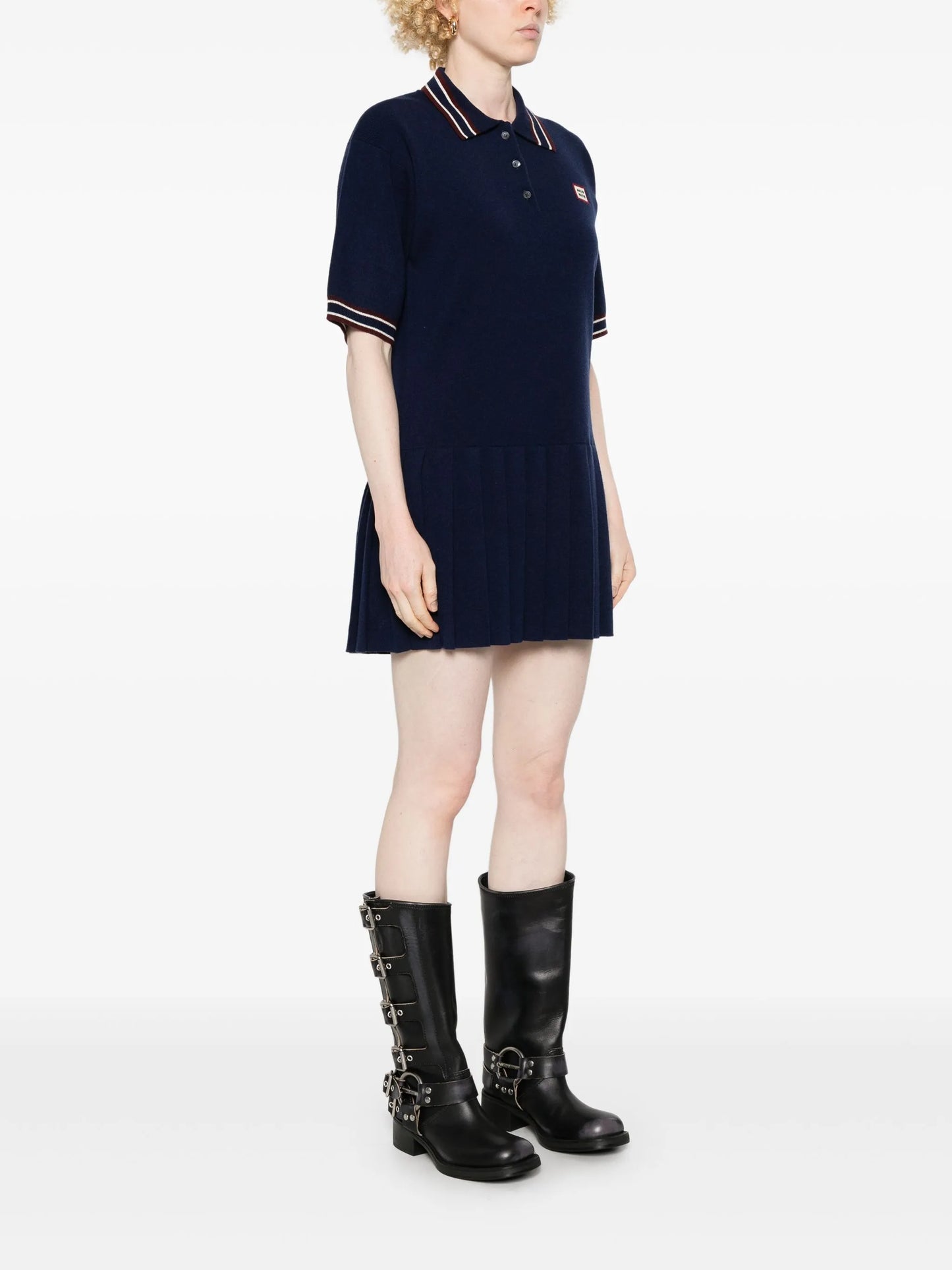 logo-patch mini dress