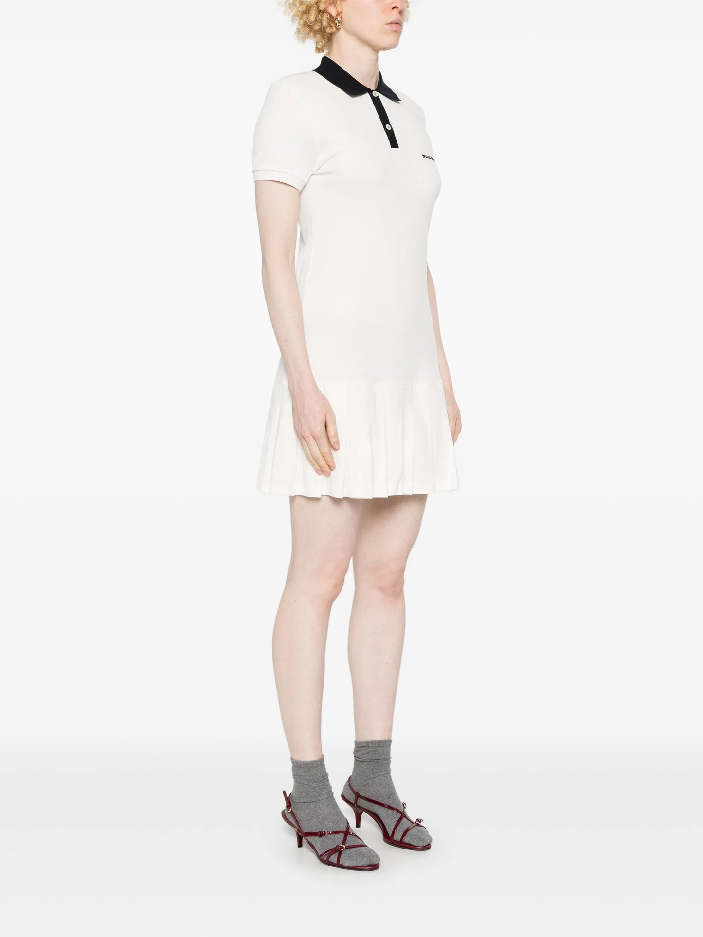 logo-embroidered mini dress