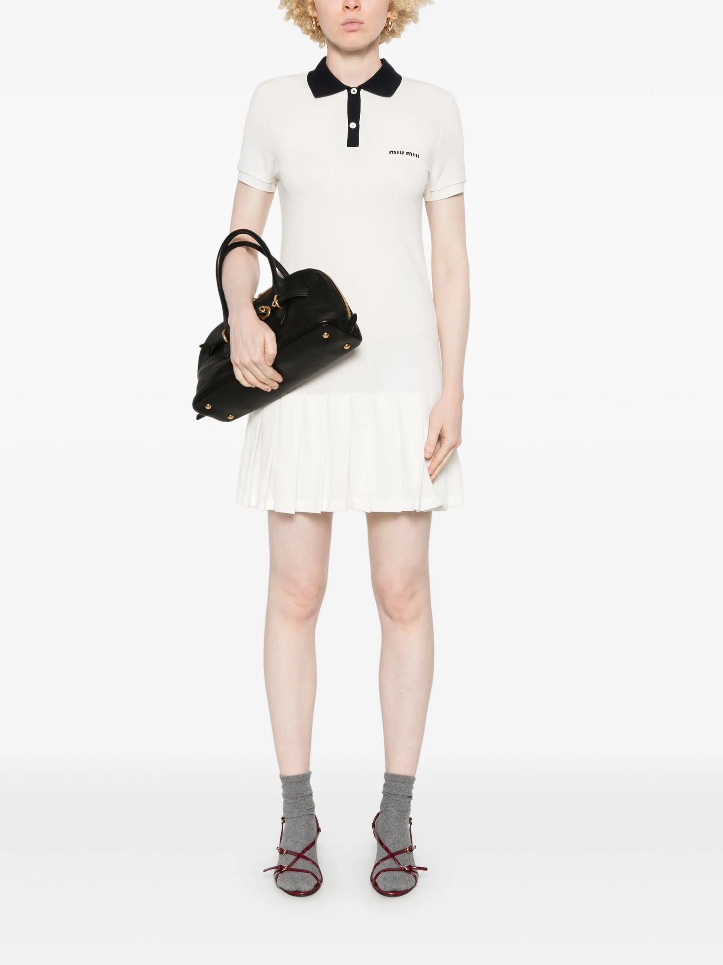 logo-embroidered mini dress