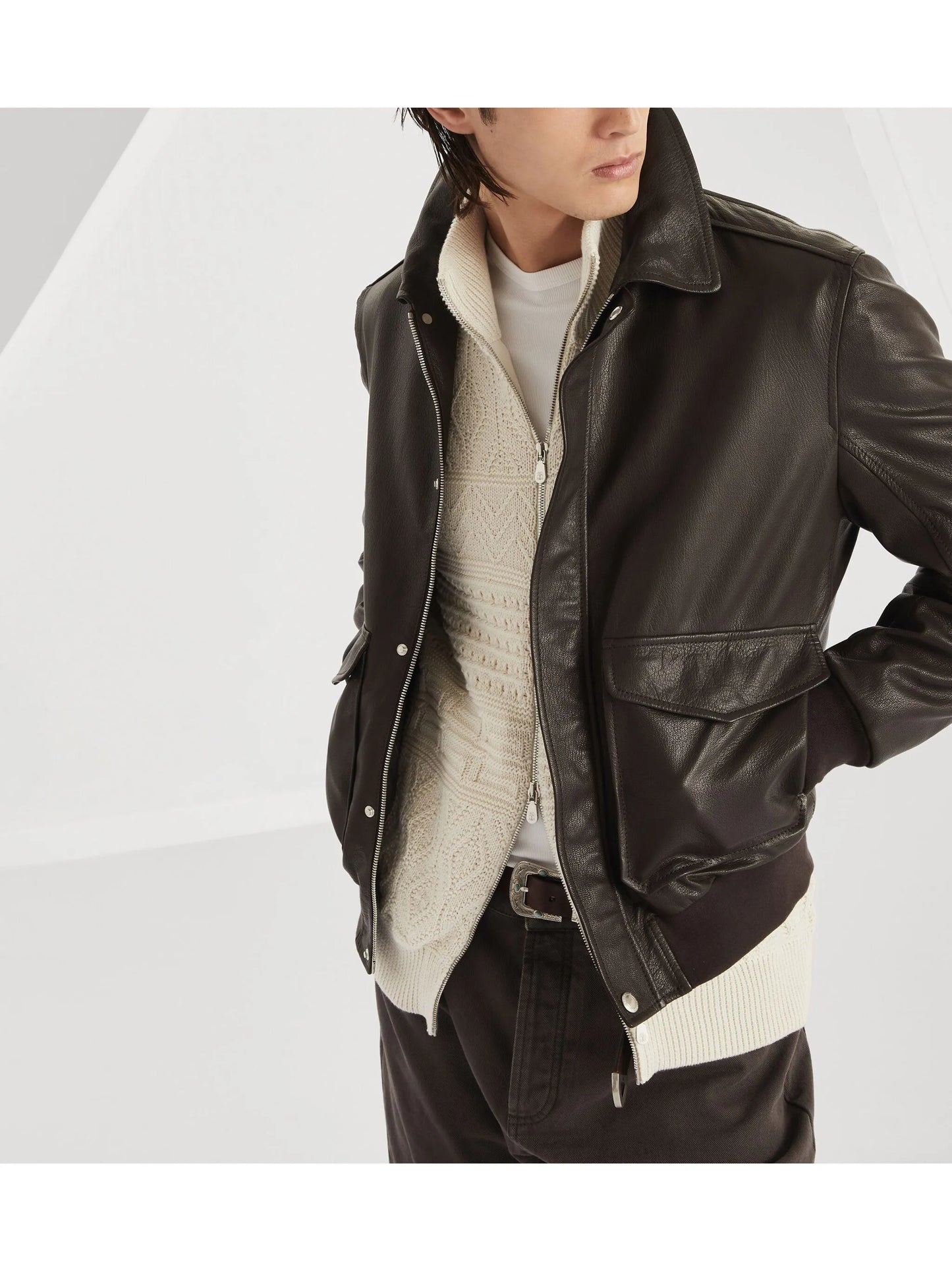 Aviator leather jacket