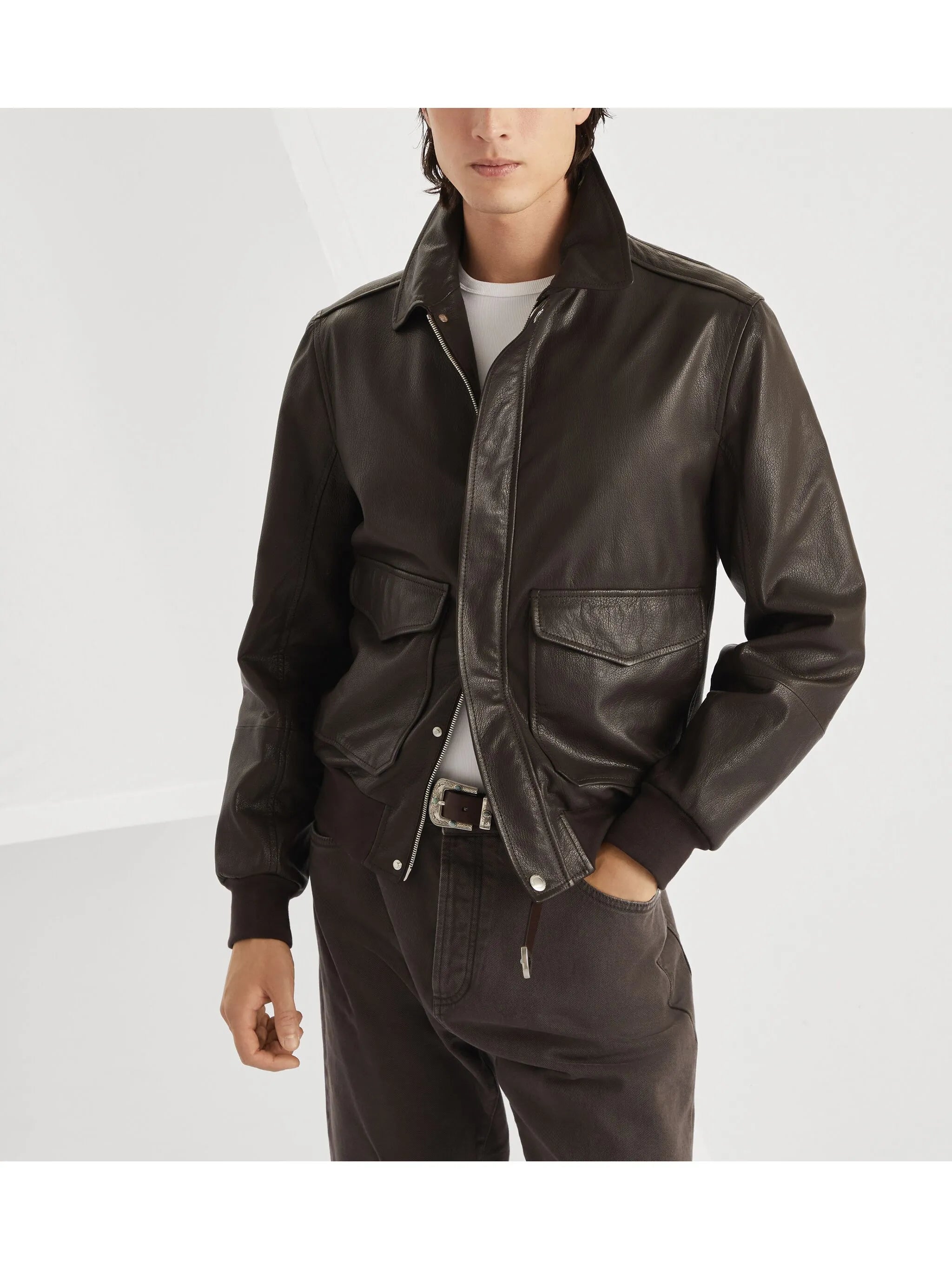 Aviator leather jacket