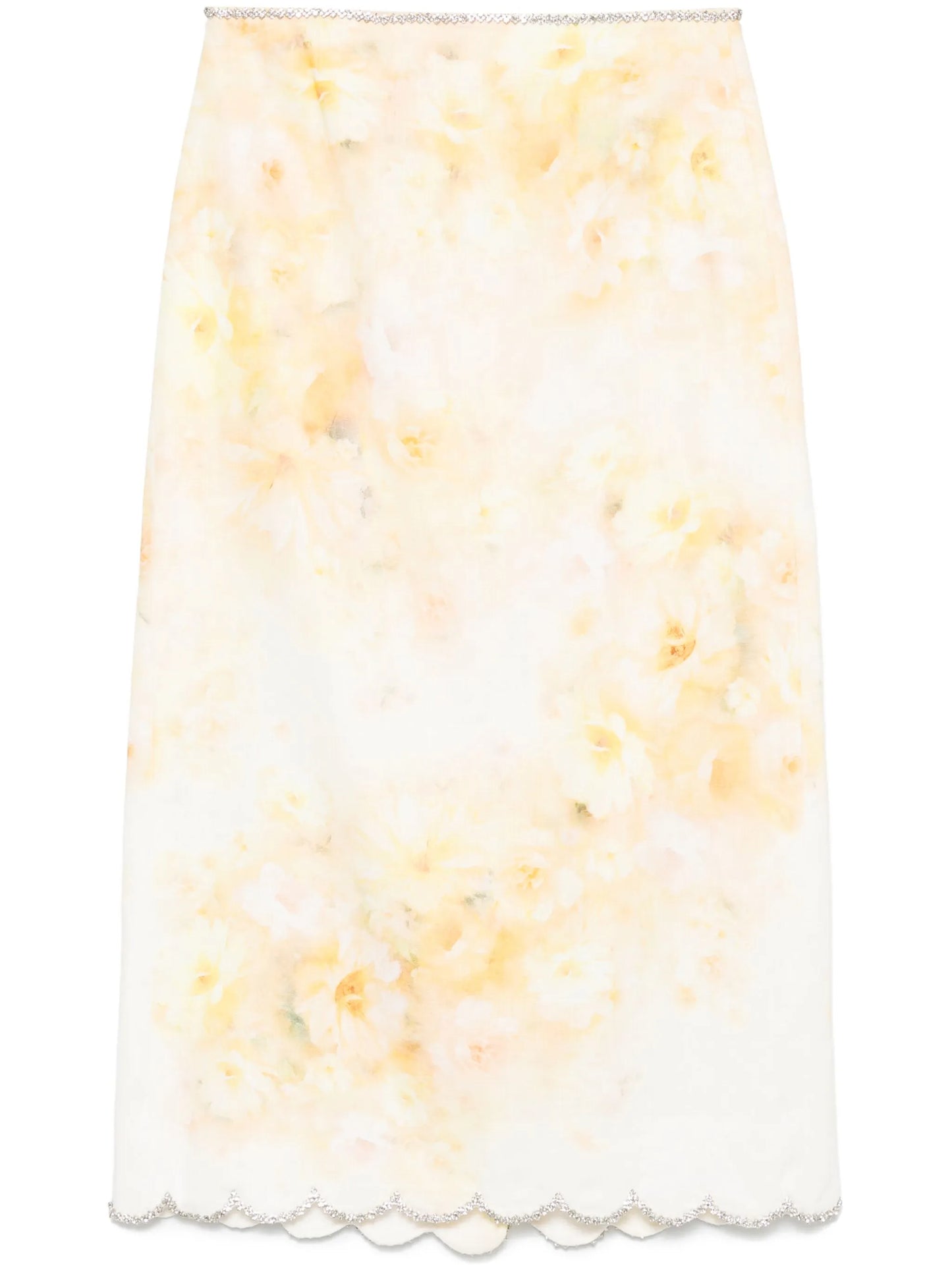 Crush scalloped midi skirt