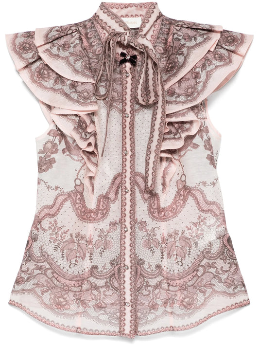 Crush frilled blouse