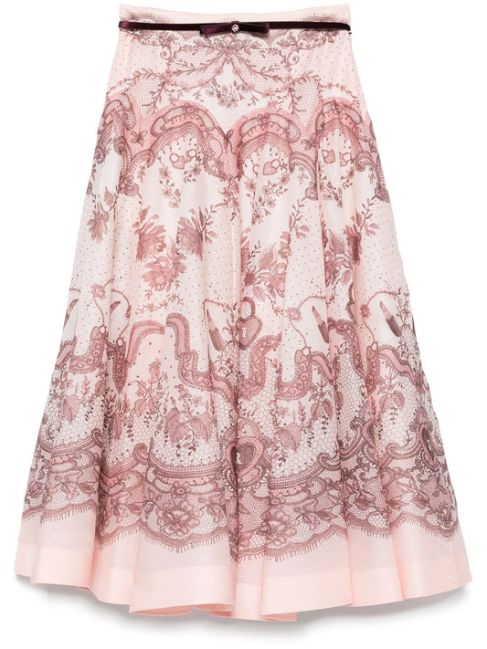 Crush flared midi skirt
