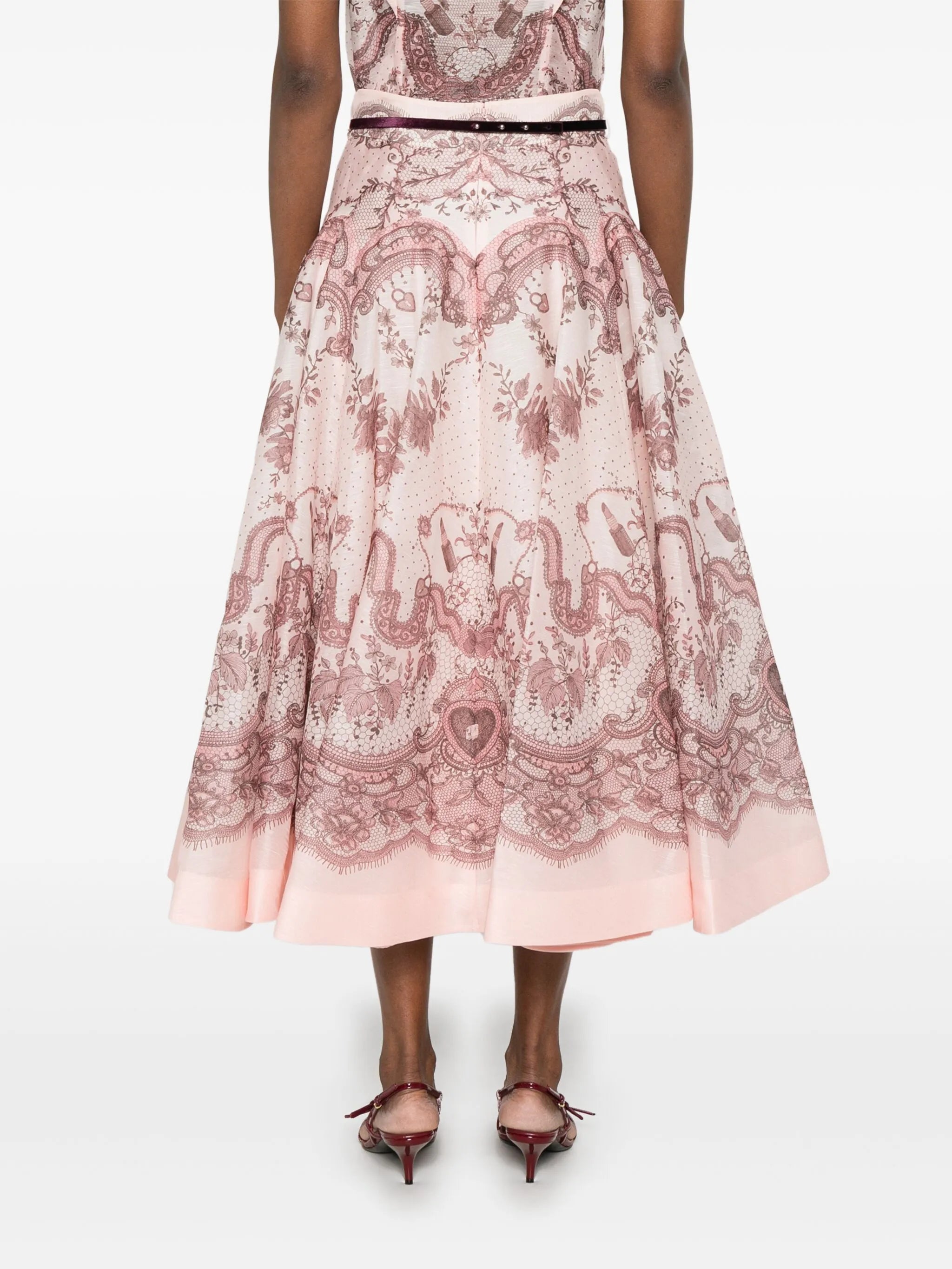 Crush flared midi skirt