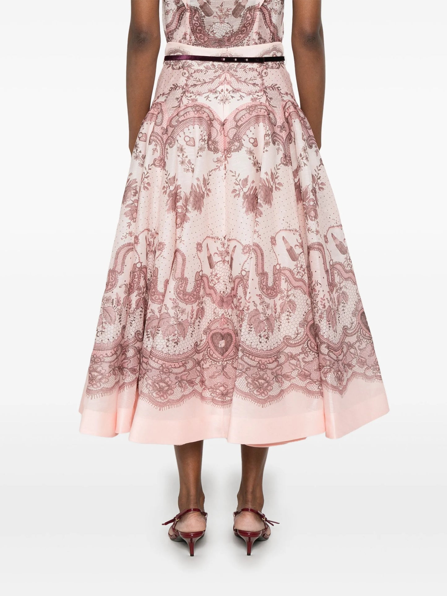 Crush flared midi skirt
