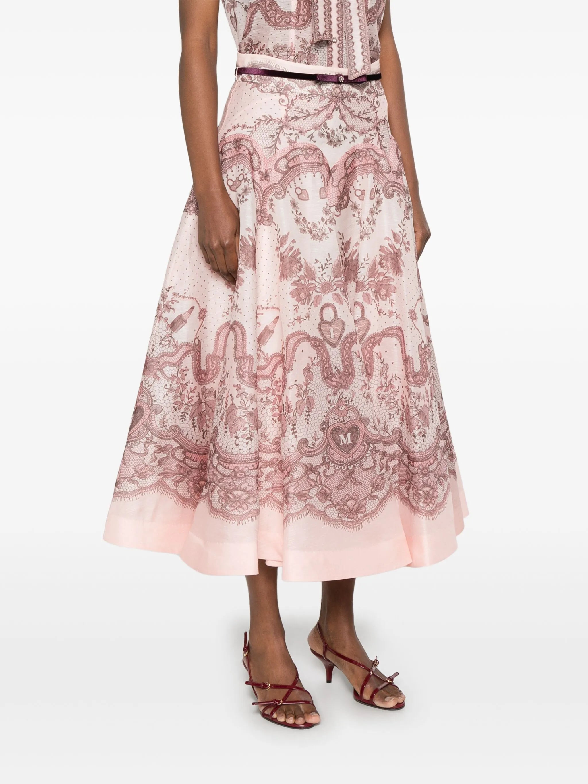 Crush flared midi skirt