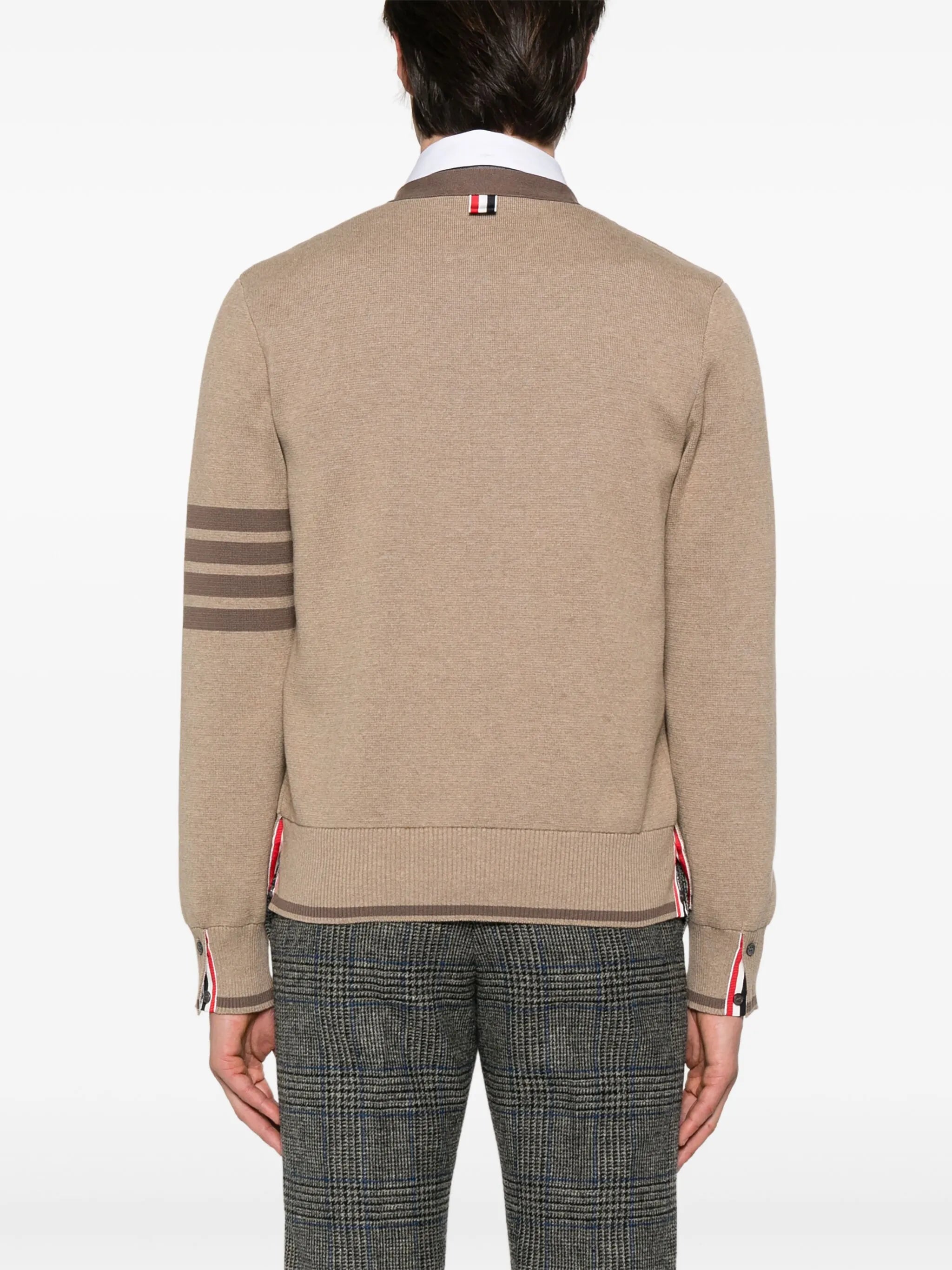 4-Bar stripe cotton cardigan