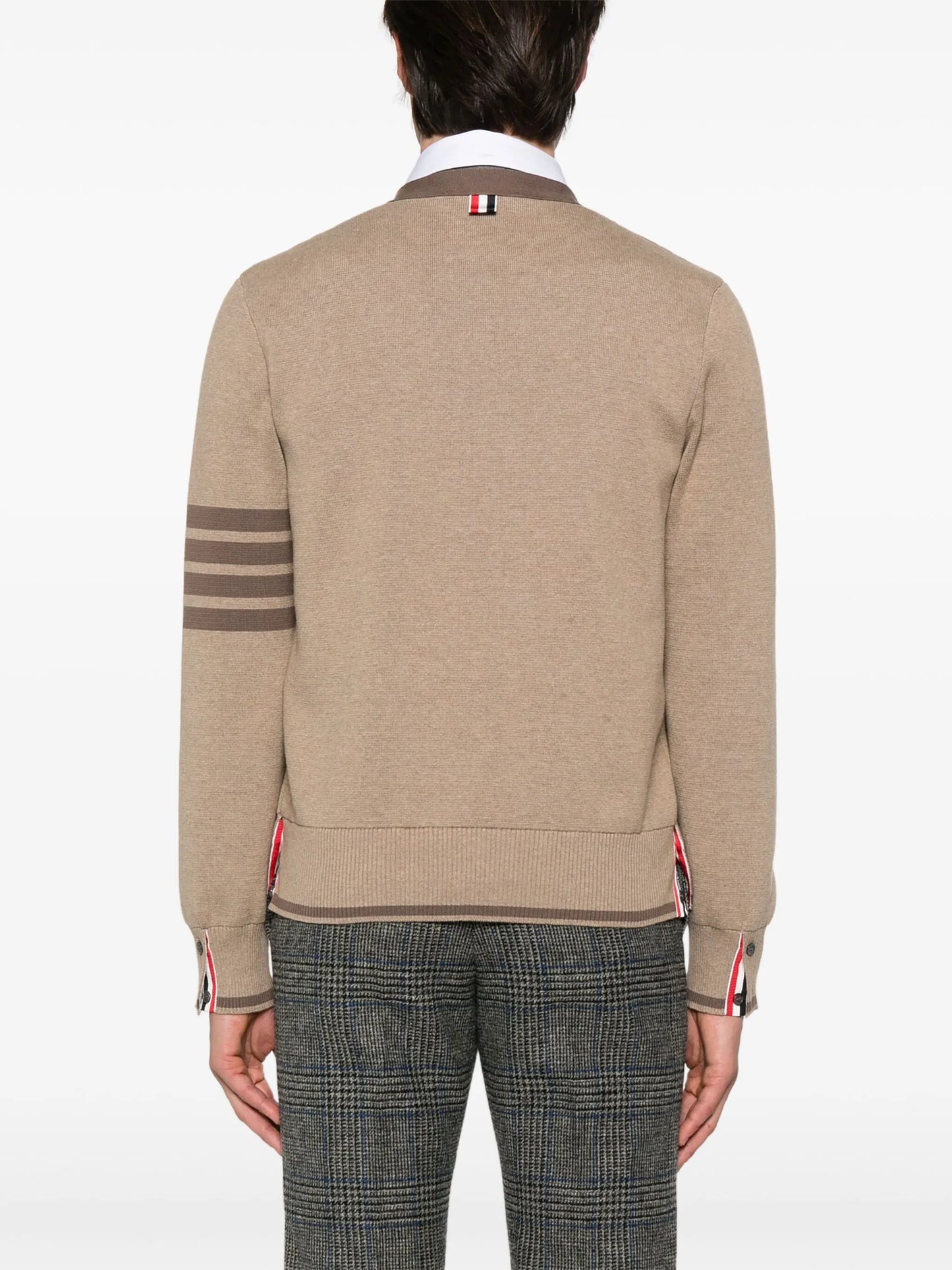 4-Bar stripe cotton cardigan