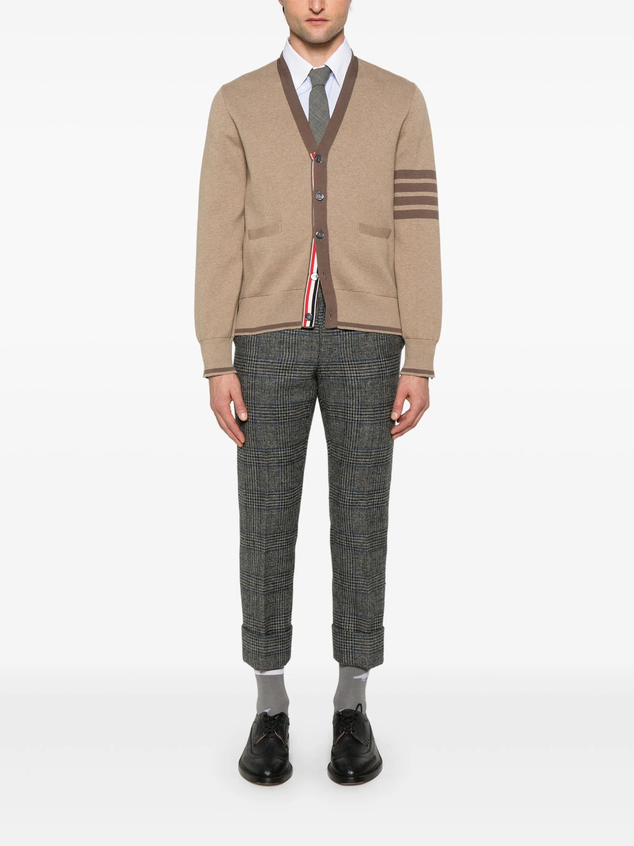 4-Bar stripe cotton cardigan