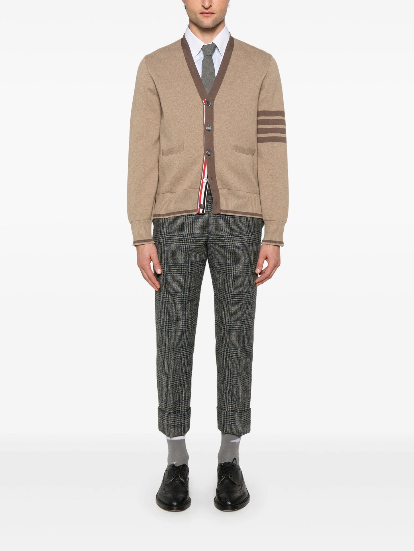 4-Bar stripe cotton cardigan