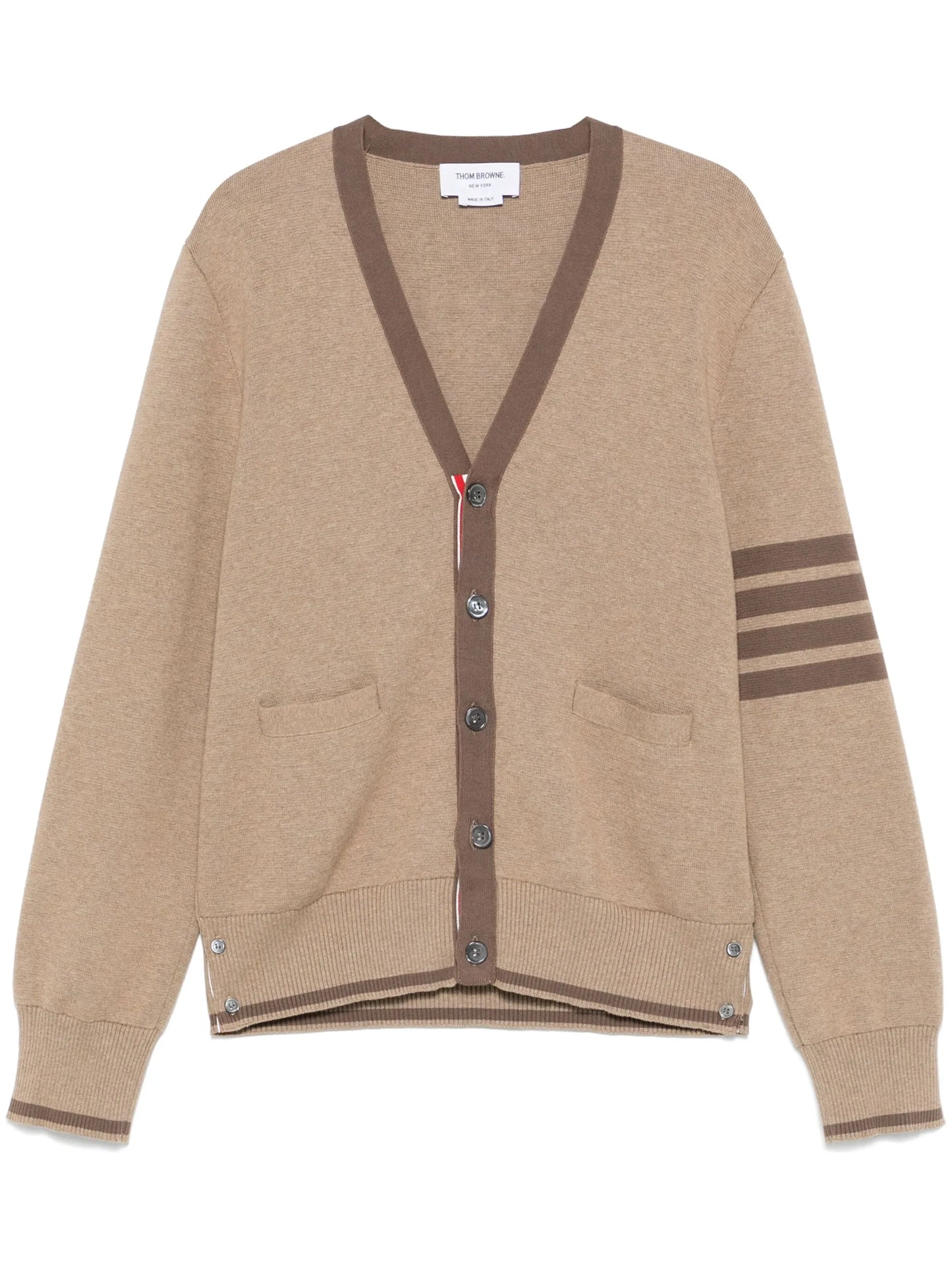 4-Bar stripe cotton cardigan