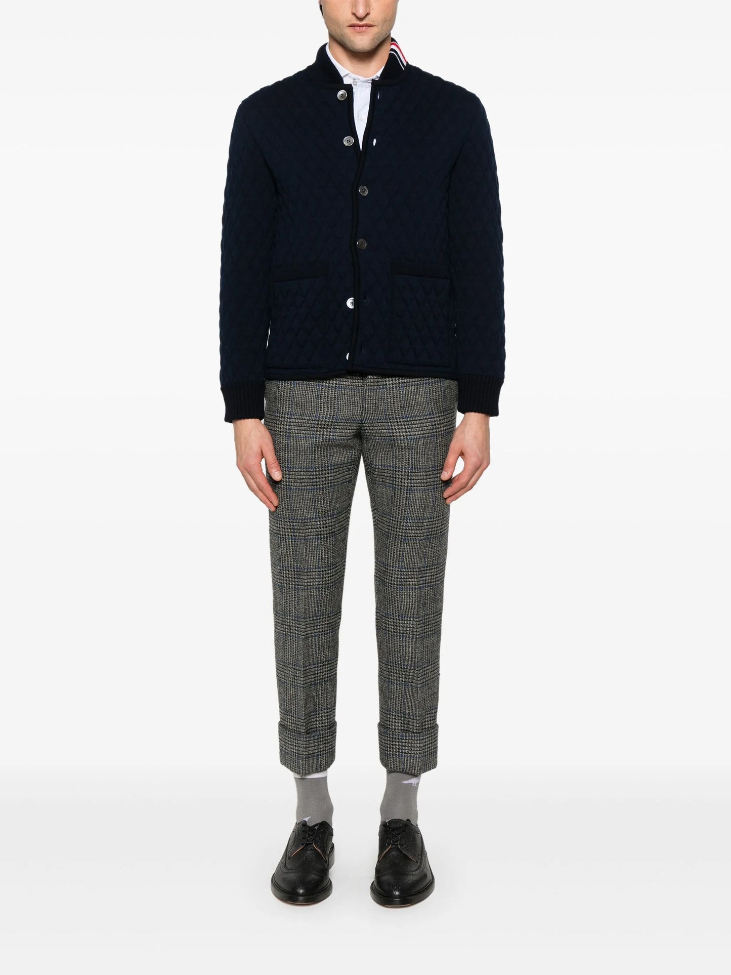 stripe-detail intarsia jacquard jacket