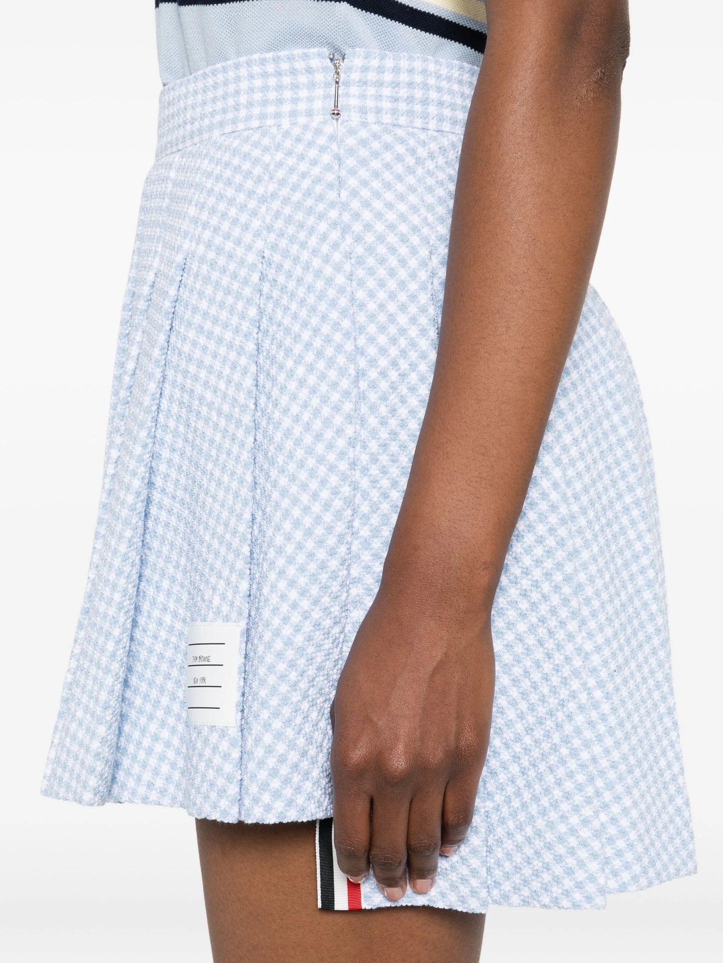 pleated tweed midi skirt