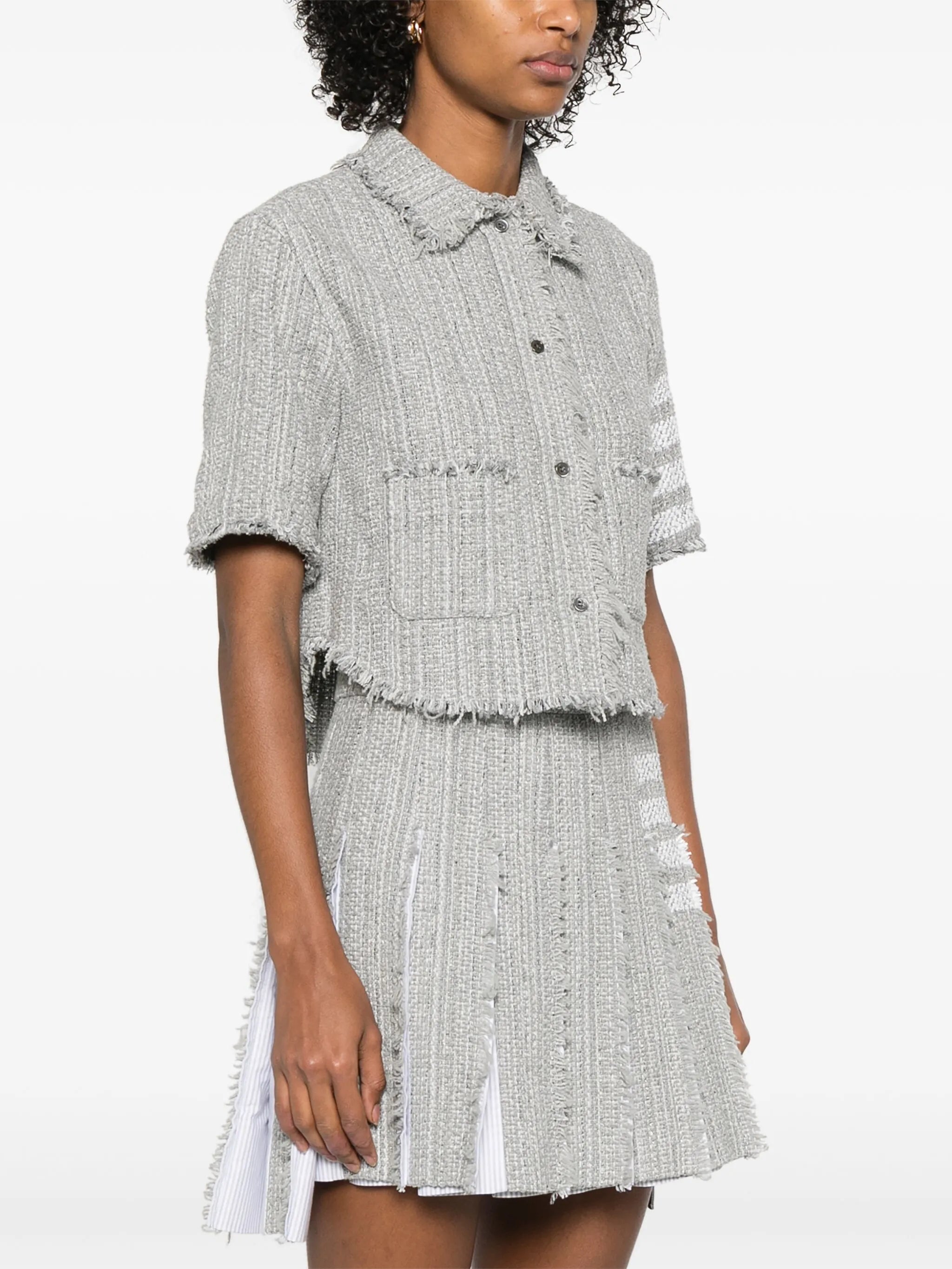4-Bar cropped shirt jacket