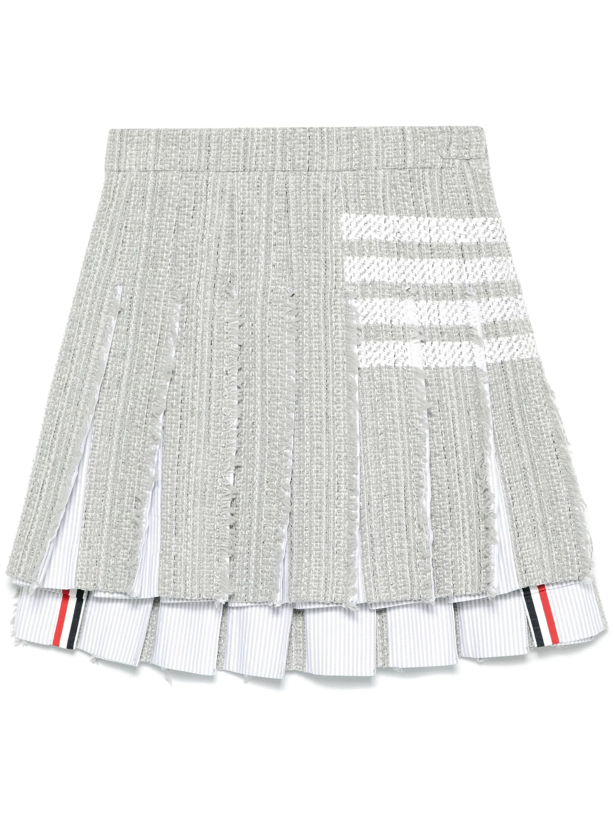 solid tweed 4-Bar pleated mini skirt
