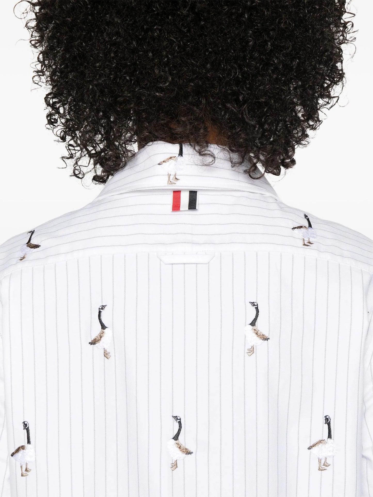 pleated-hem striped shirt