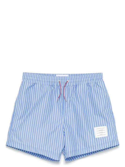 pinstriped swim shorts