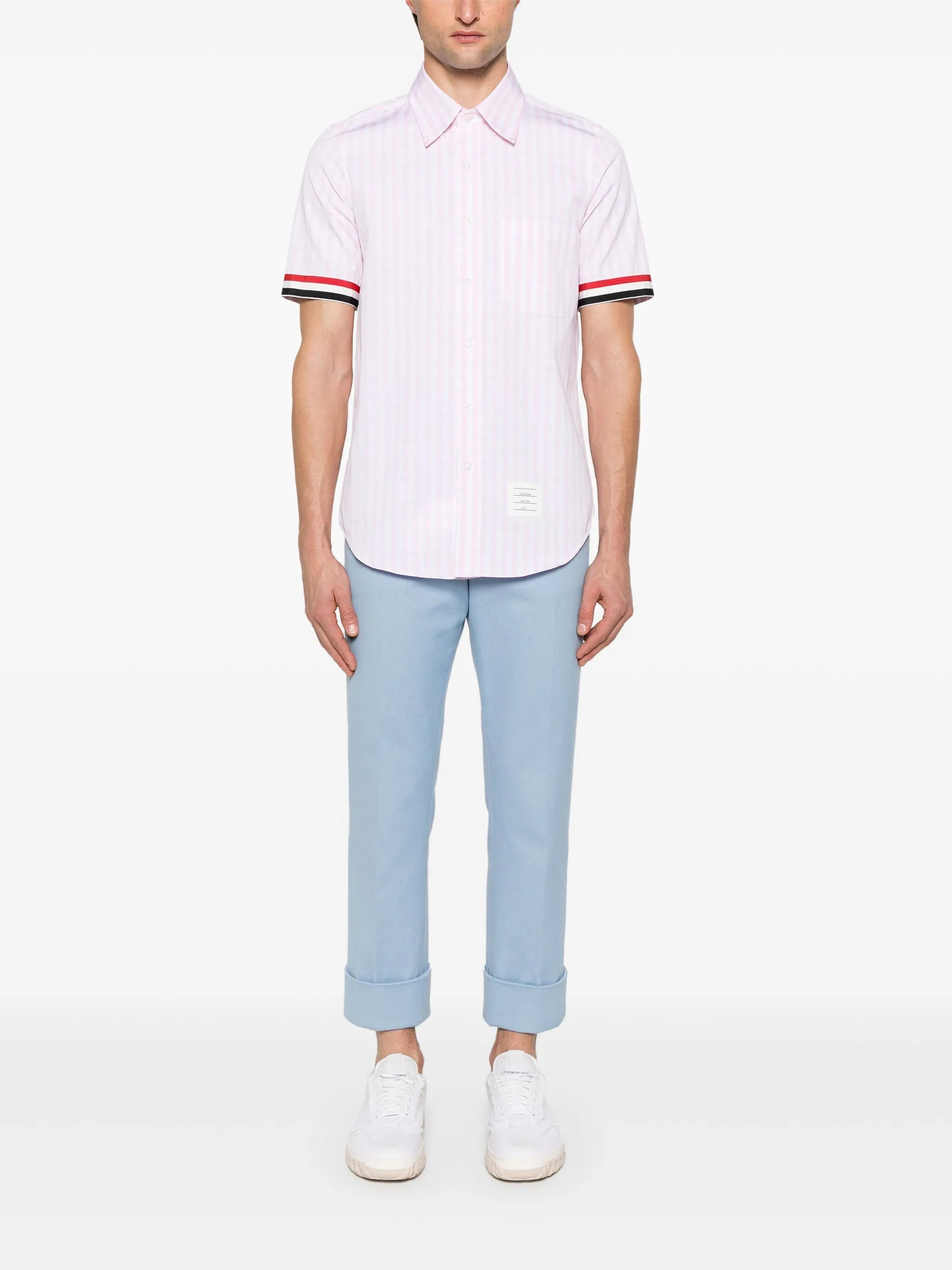 gingham-check shirt
