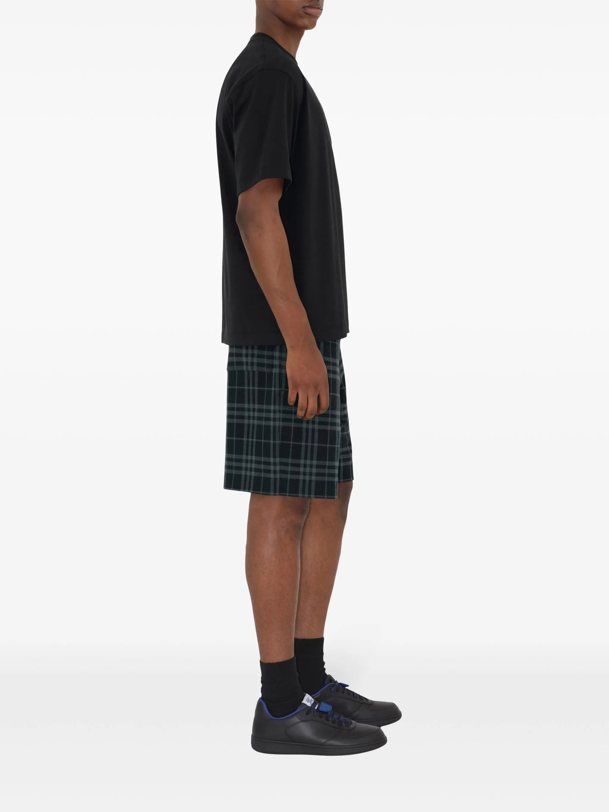 check-print shorts