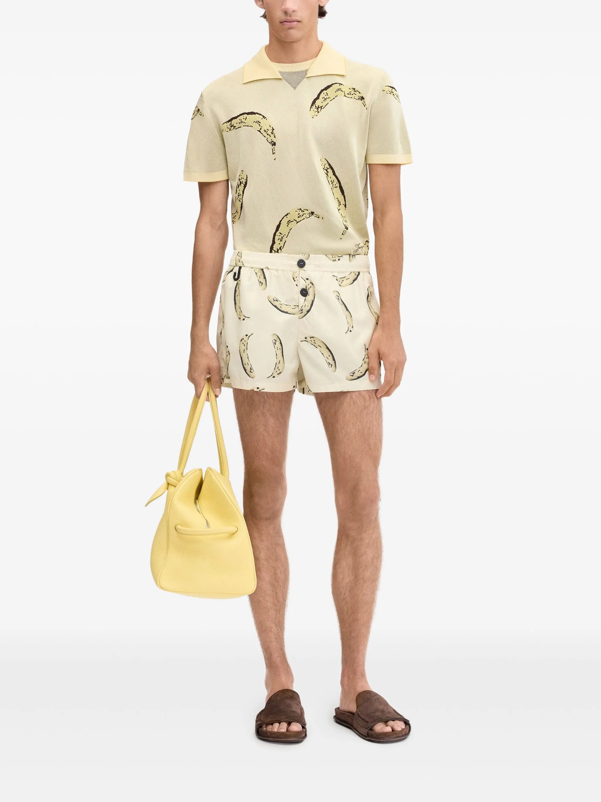 banana-print shorts