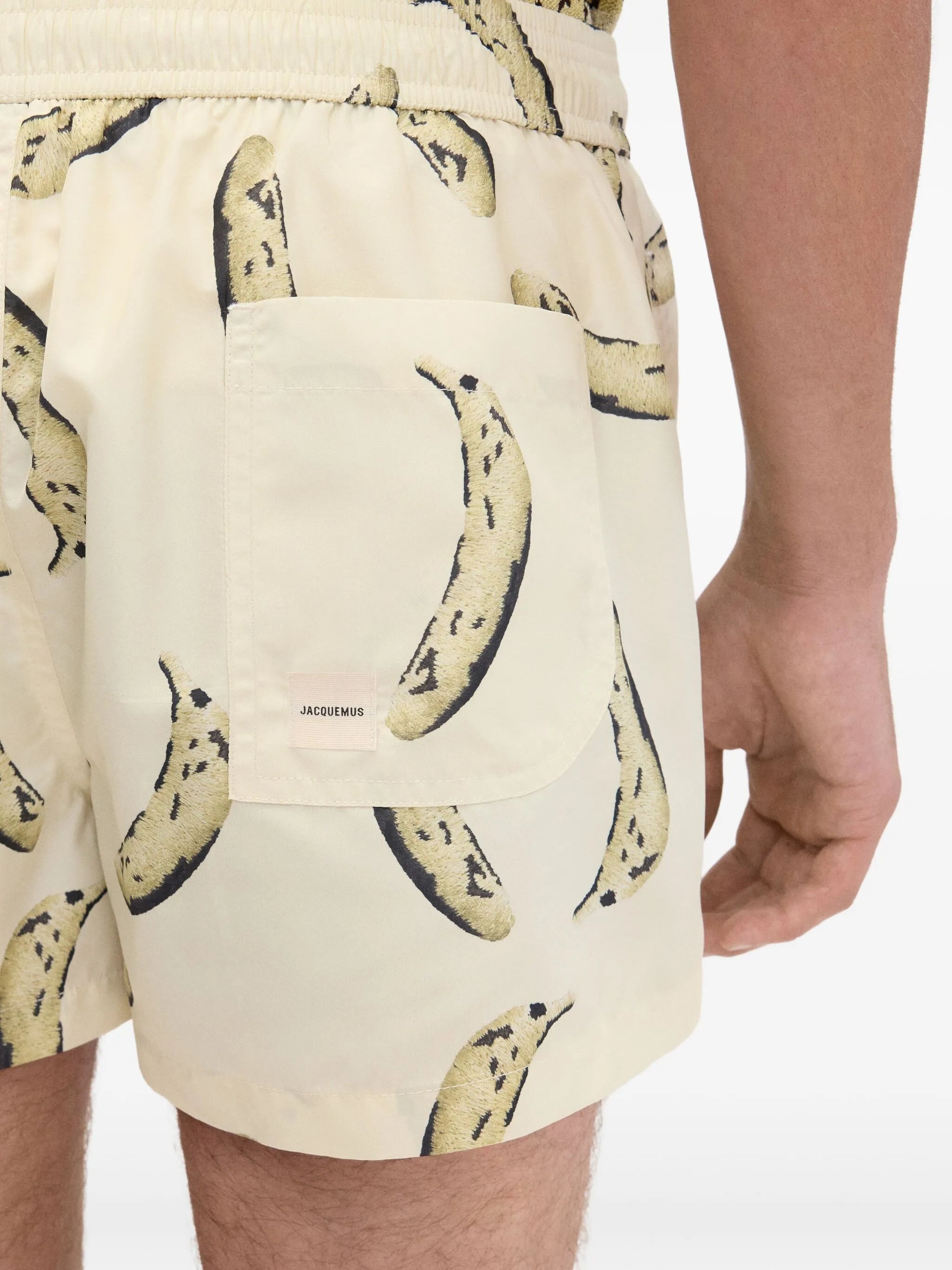 banana-print shorts