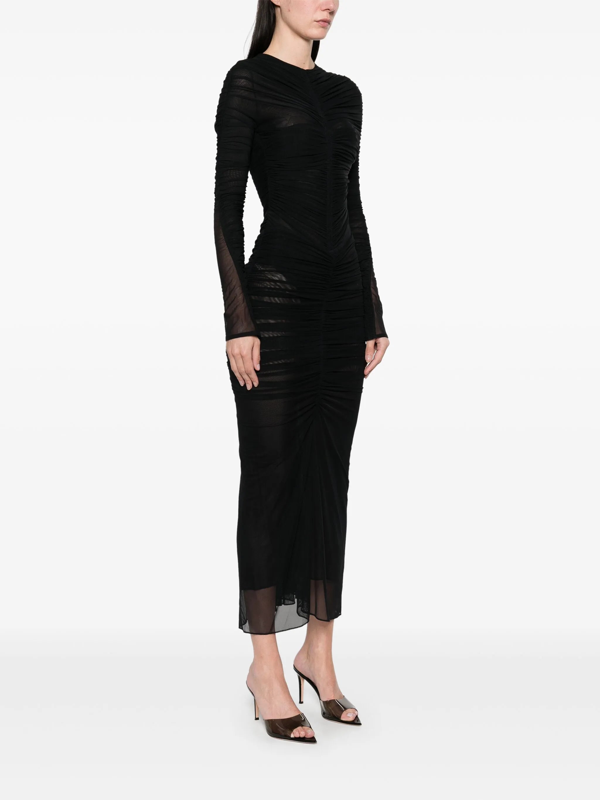 ruched midi skirt