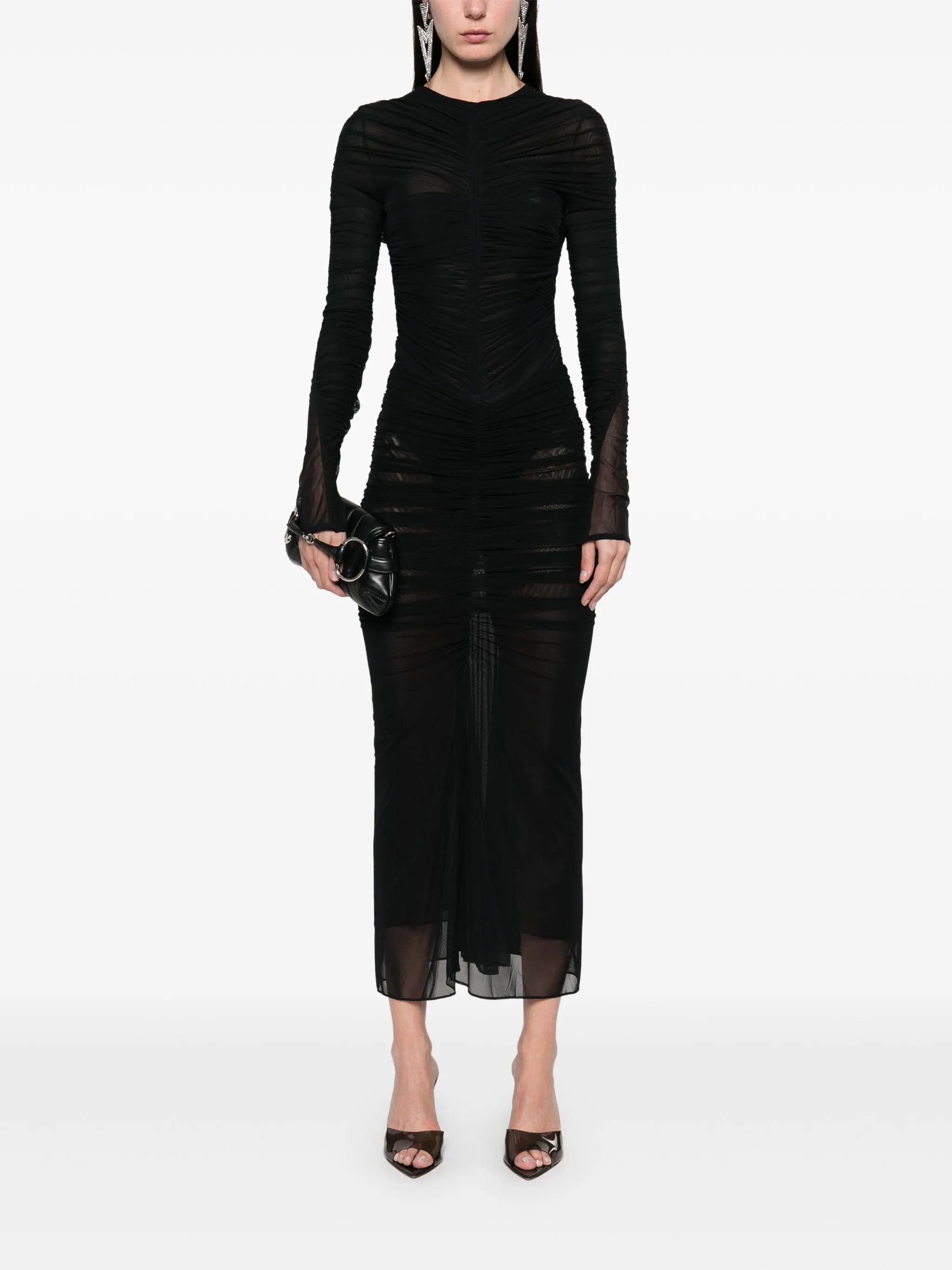 ruched midi skirt