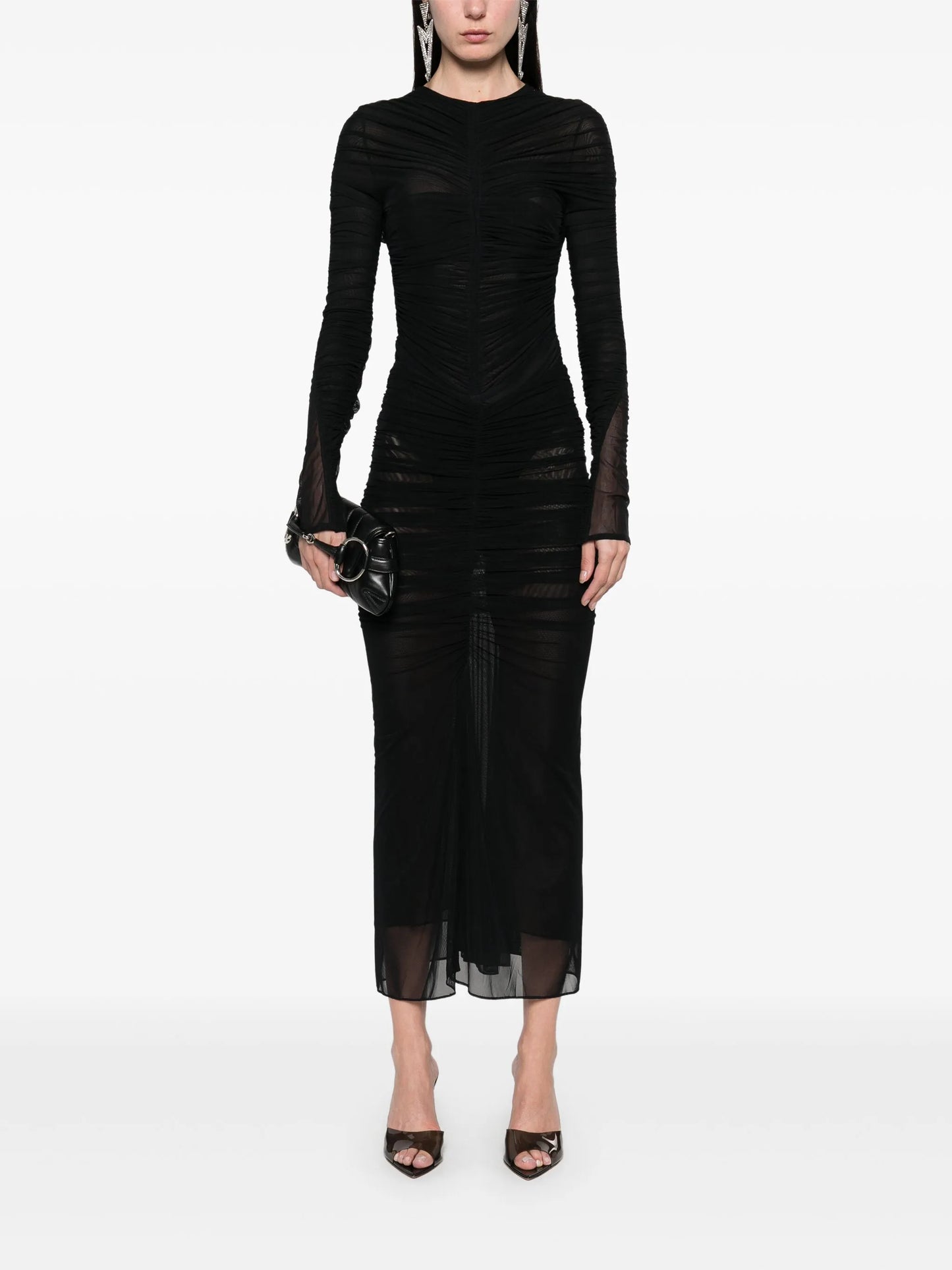 ruched midi skirt