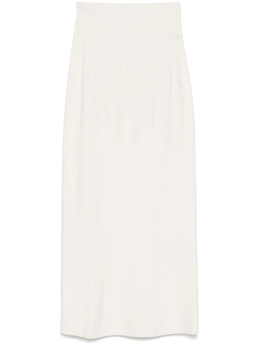 boning-detail midi skirt