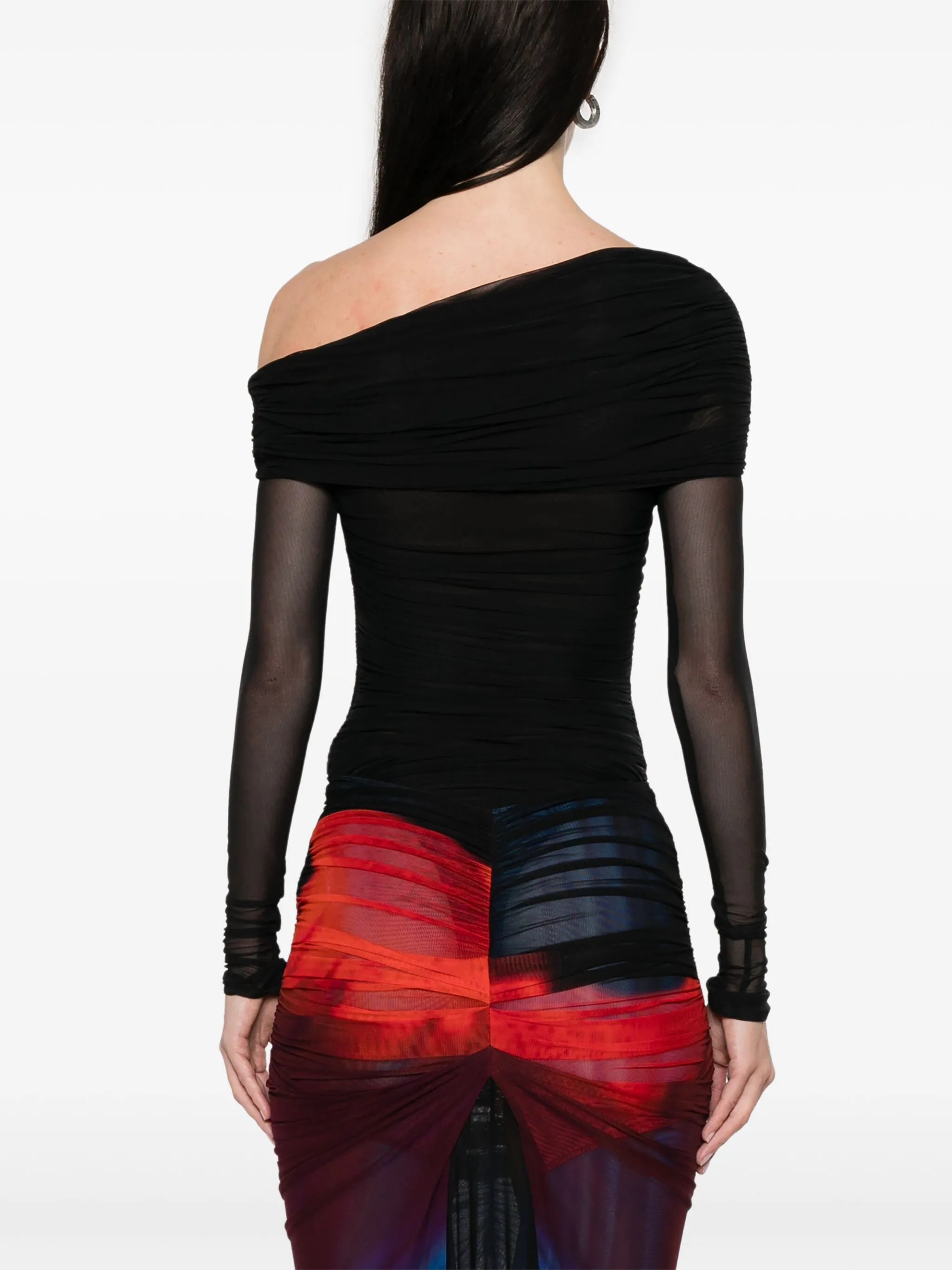 off-shoulder ruched bodysuit