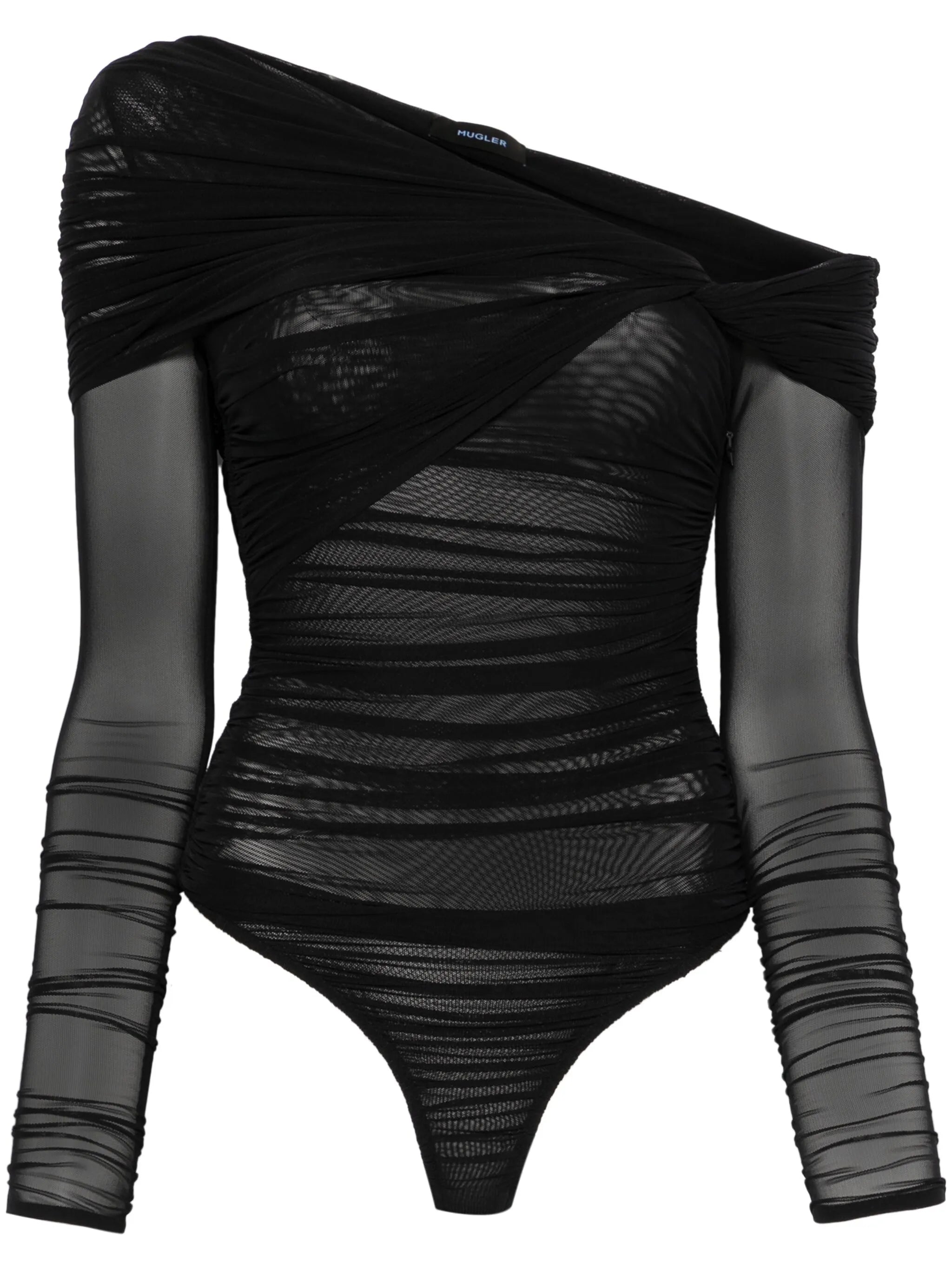 off-shoulder ruched bodysuit