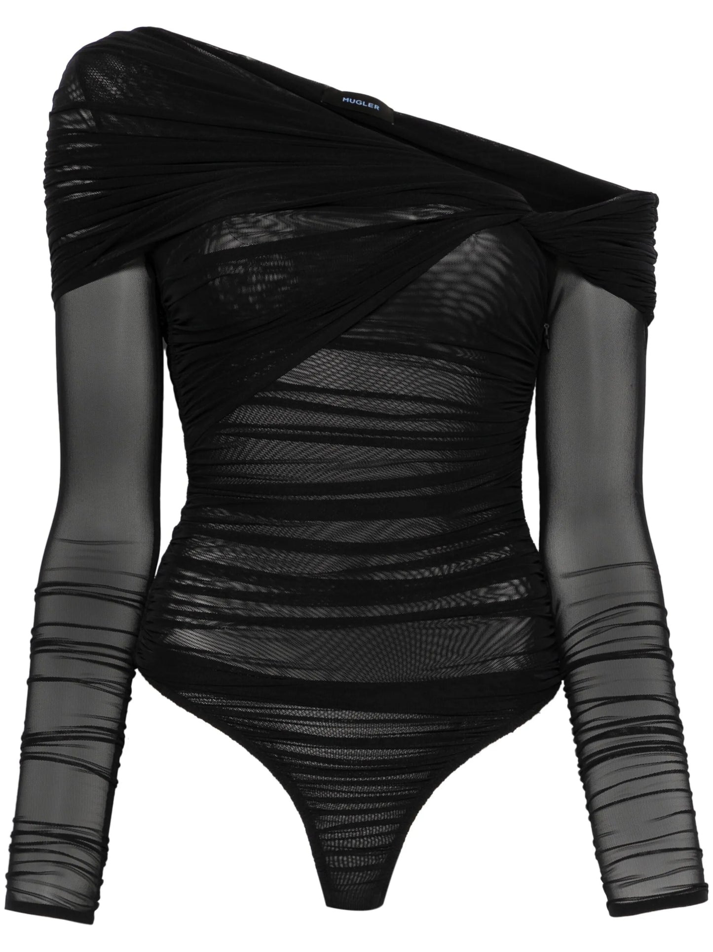 off-shoulder ruched bodysuit