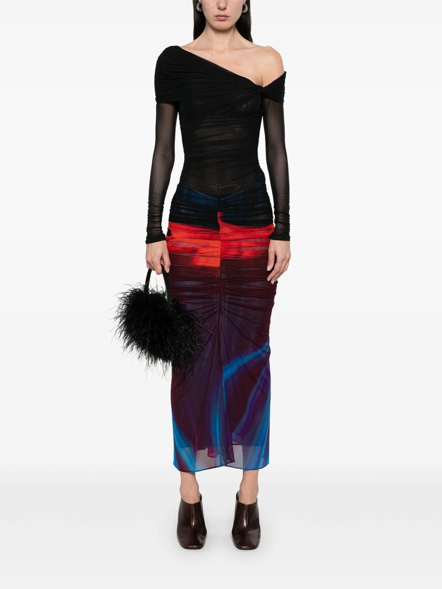 off-shoulder ruched bodysuit