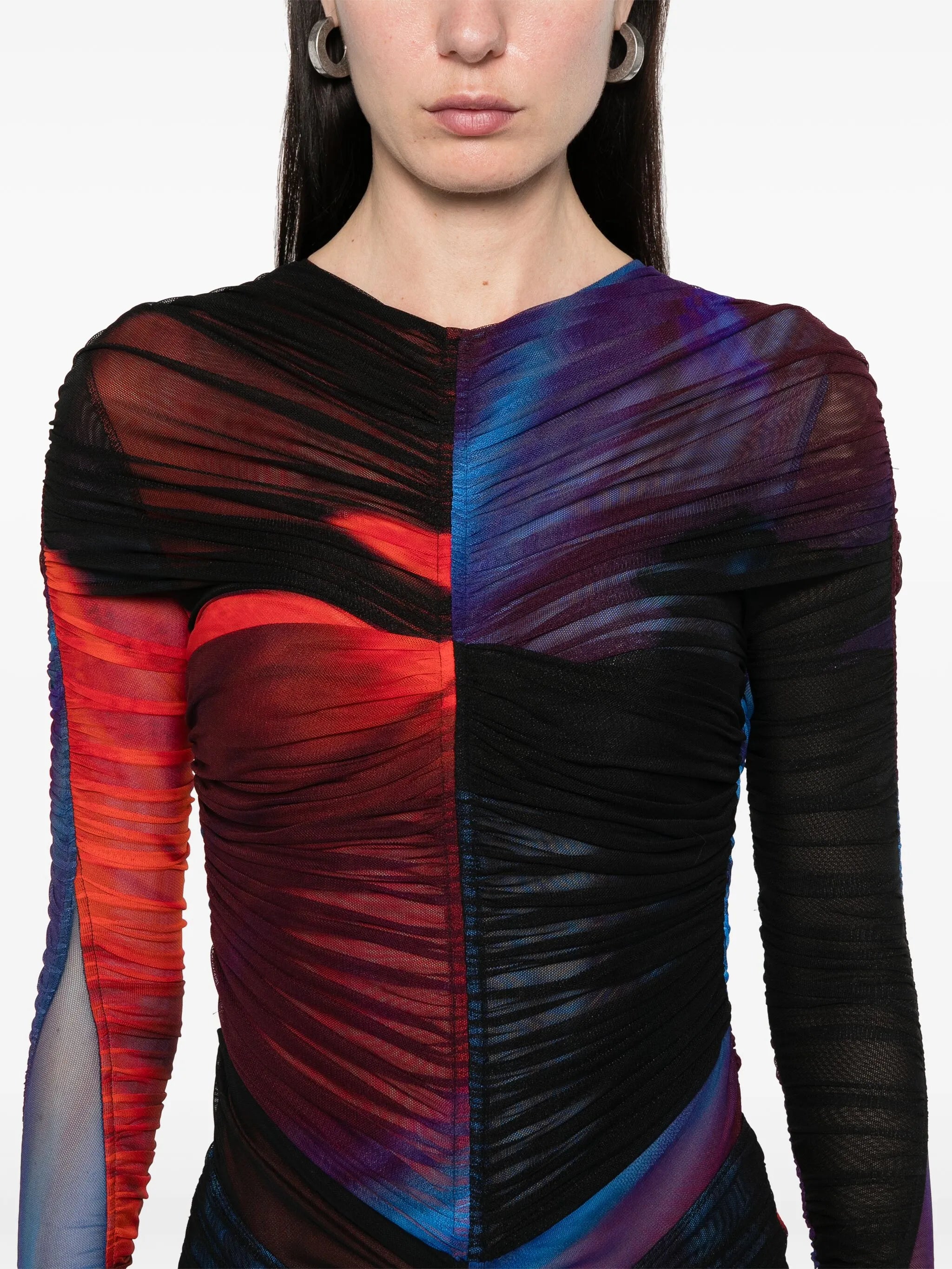 ruched mesh bodysuit
